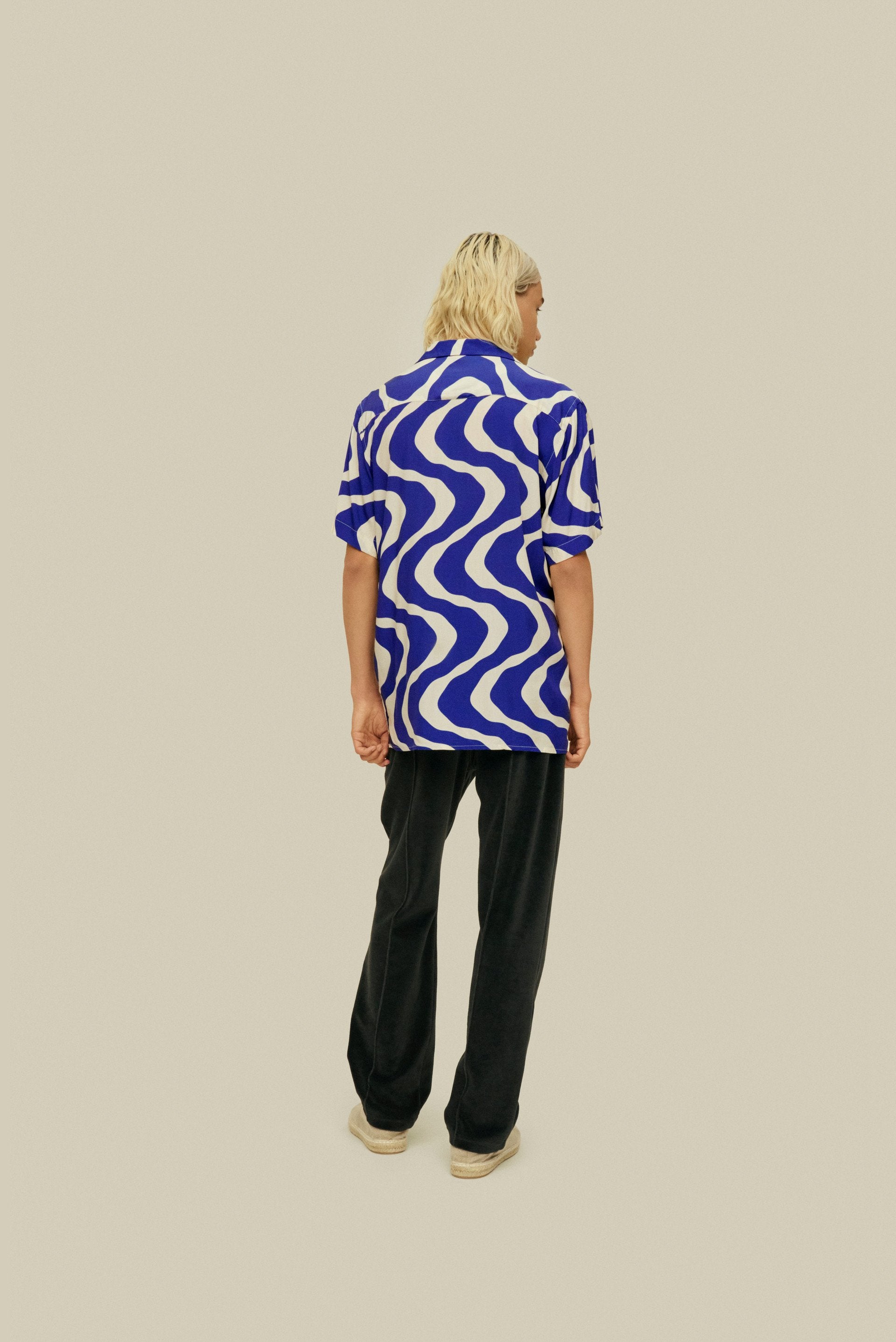 Camicia viscosa blue rippling OAS
