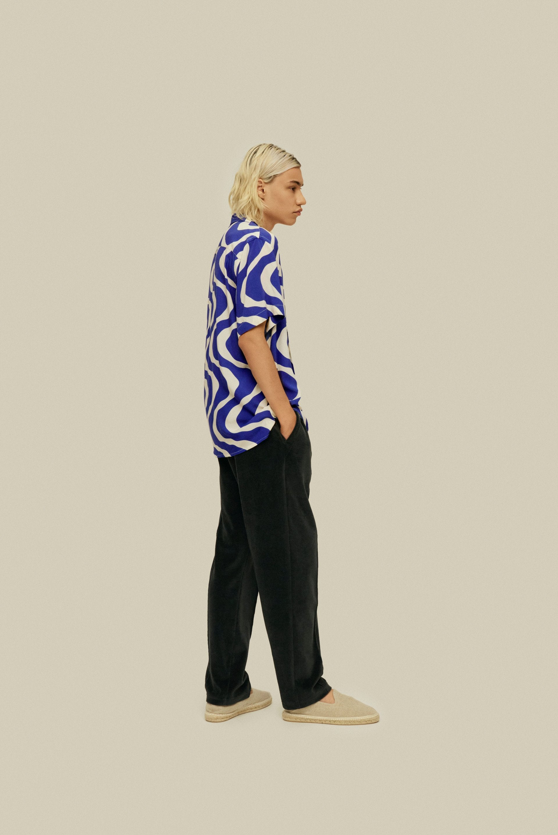 Camicia viscosa blue rippling OAS