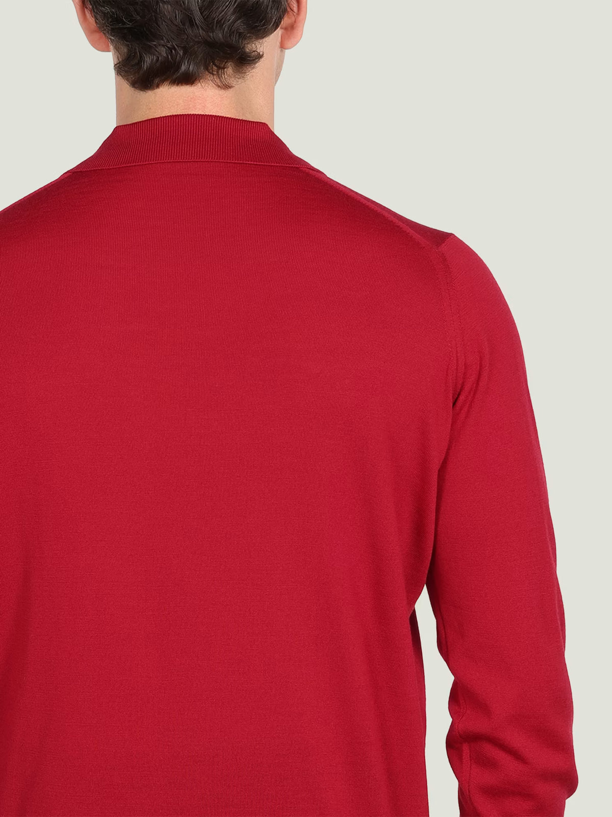 Polo dorset manica lunga extra fine merino wool Ruby red John Smedley