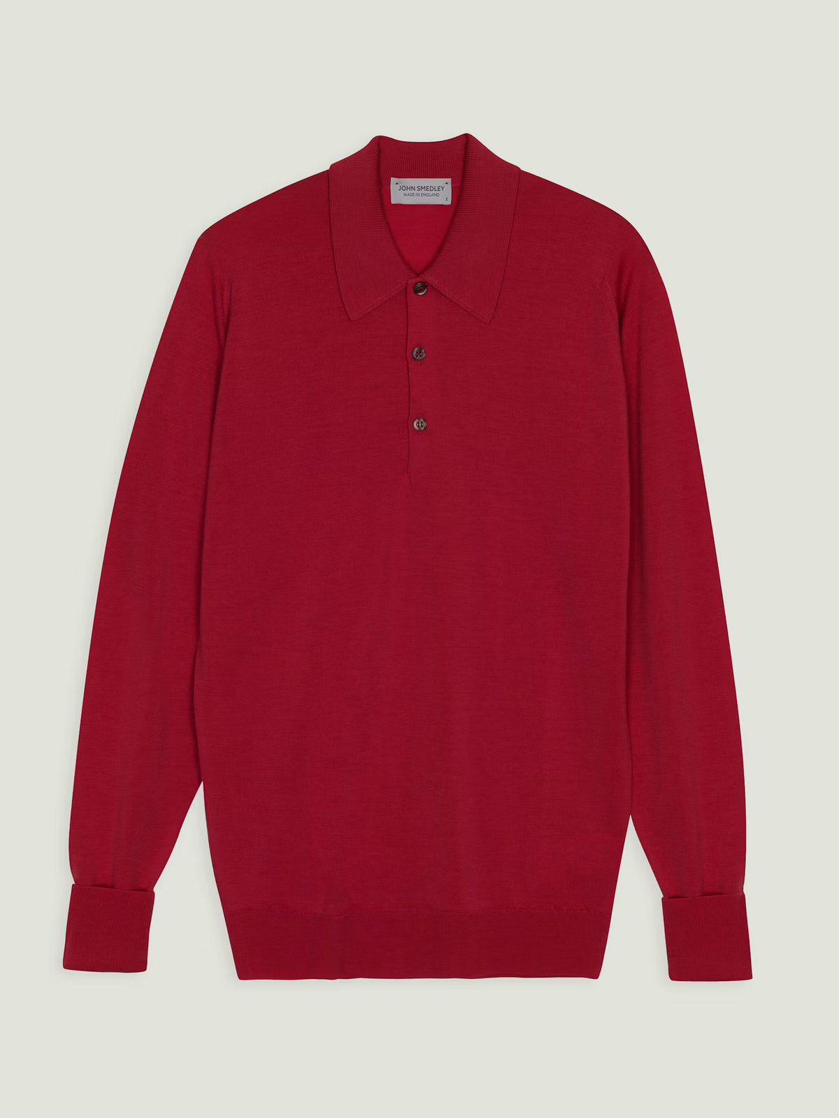 Polo dorset manica lunga extra fine merino wool Ruby red John Smedley