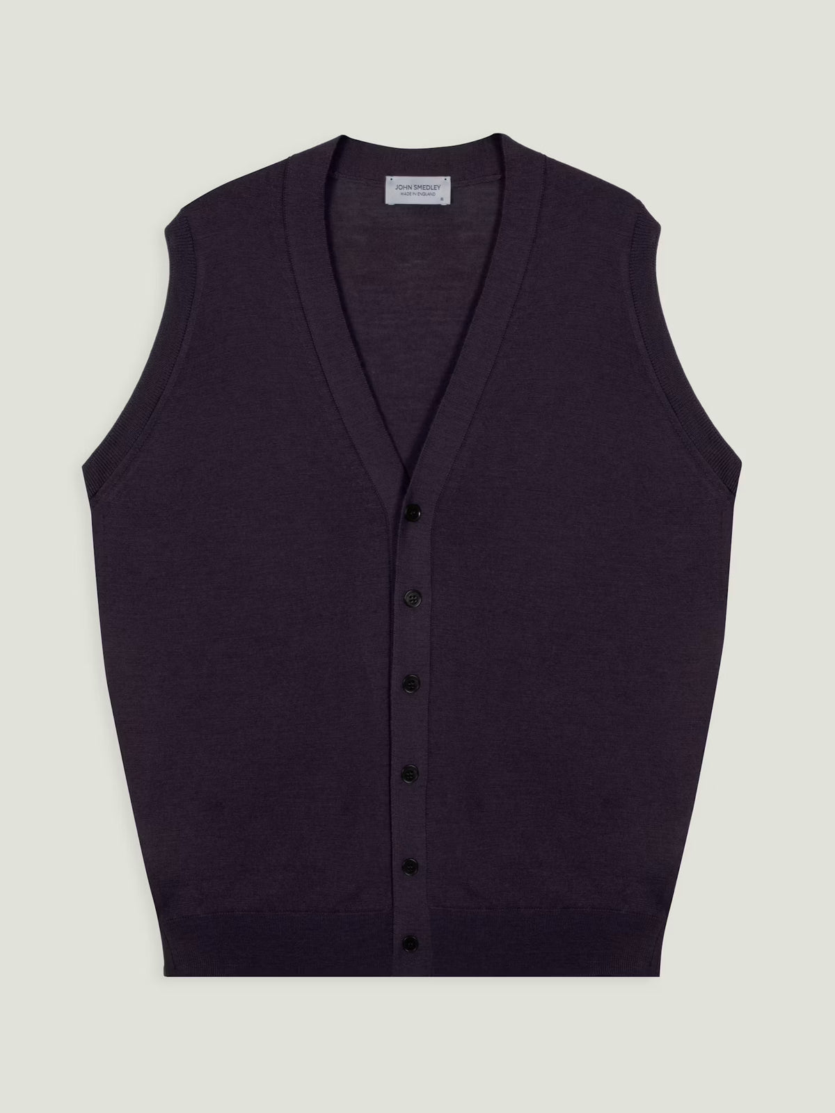 Gilet Bolton extra fine merino wool velvet plum John Smedley