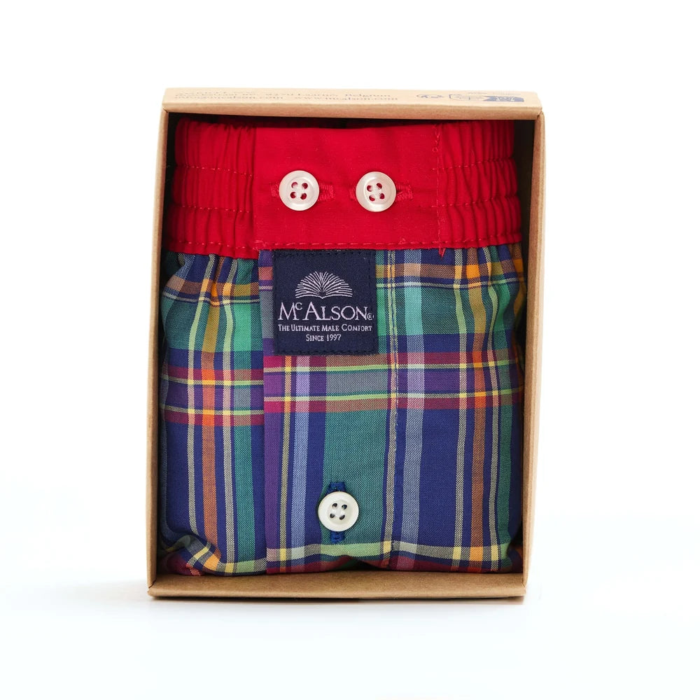 Boxer madras blu verde rosso McAlson