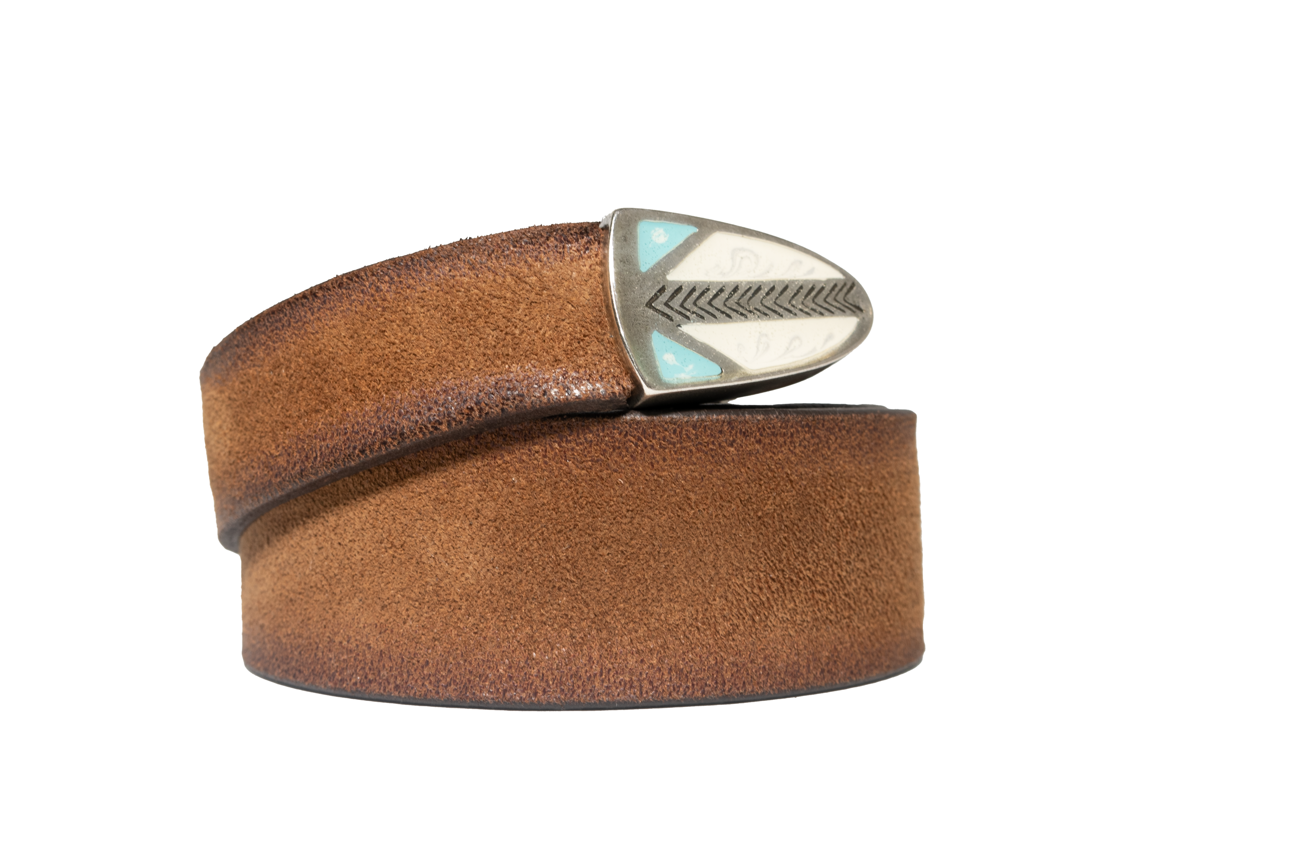 Cintura western camoscio bruciato fibbia multicolor Monsieur