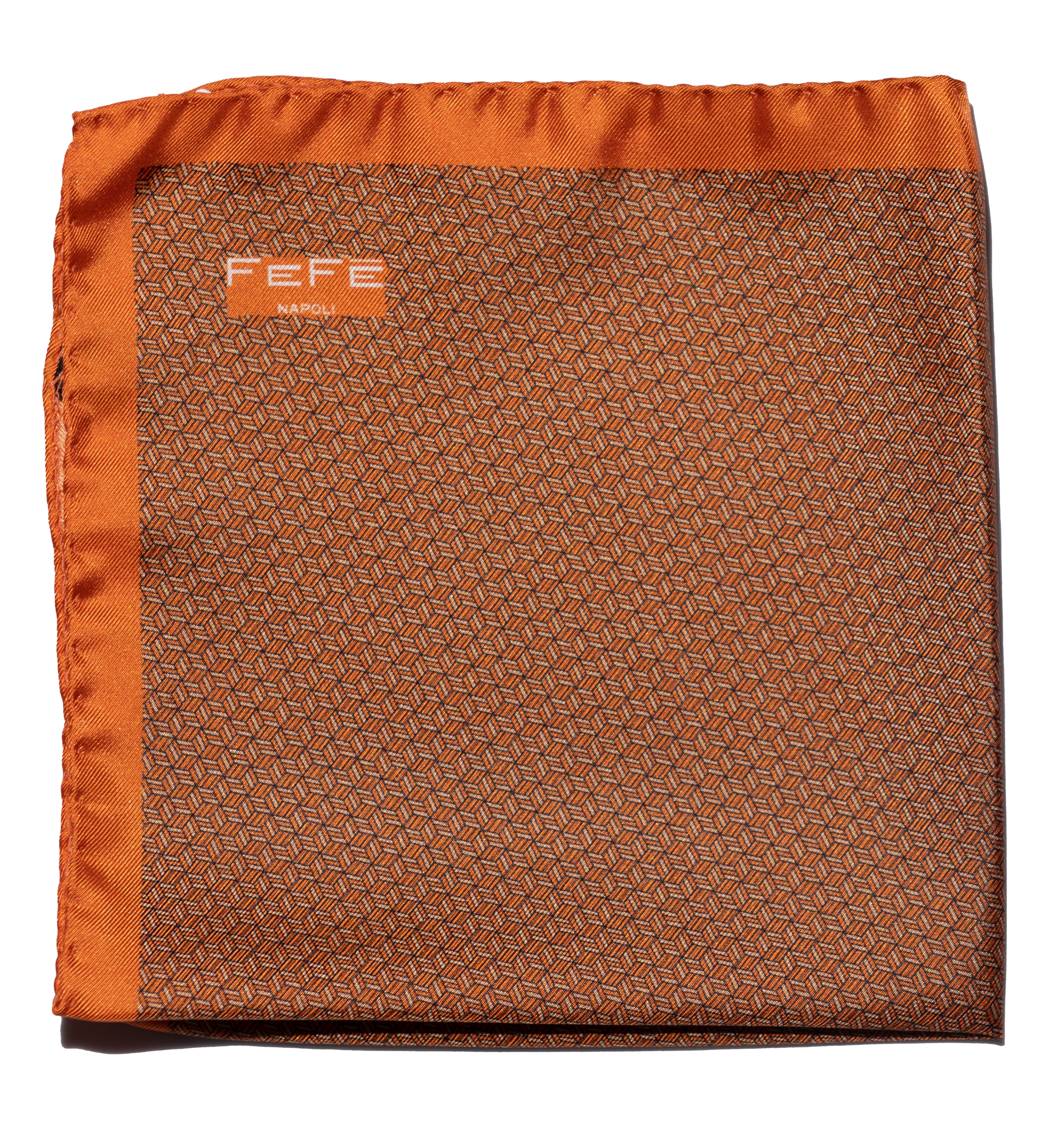 Pocket square seta micro fantasia arancione Fefè