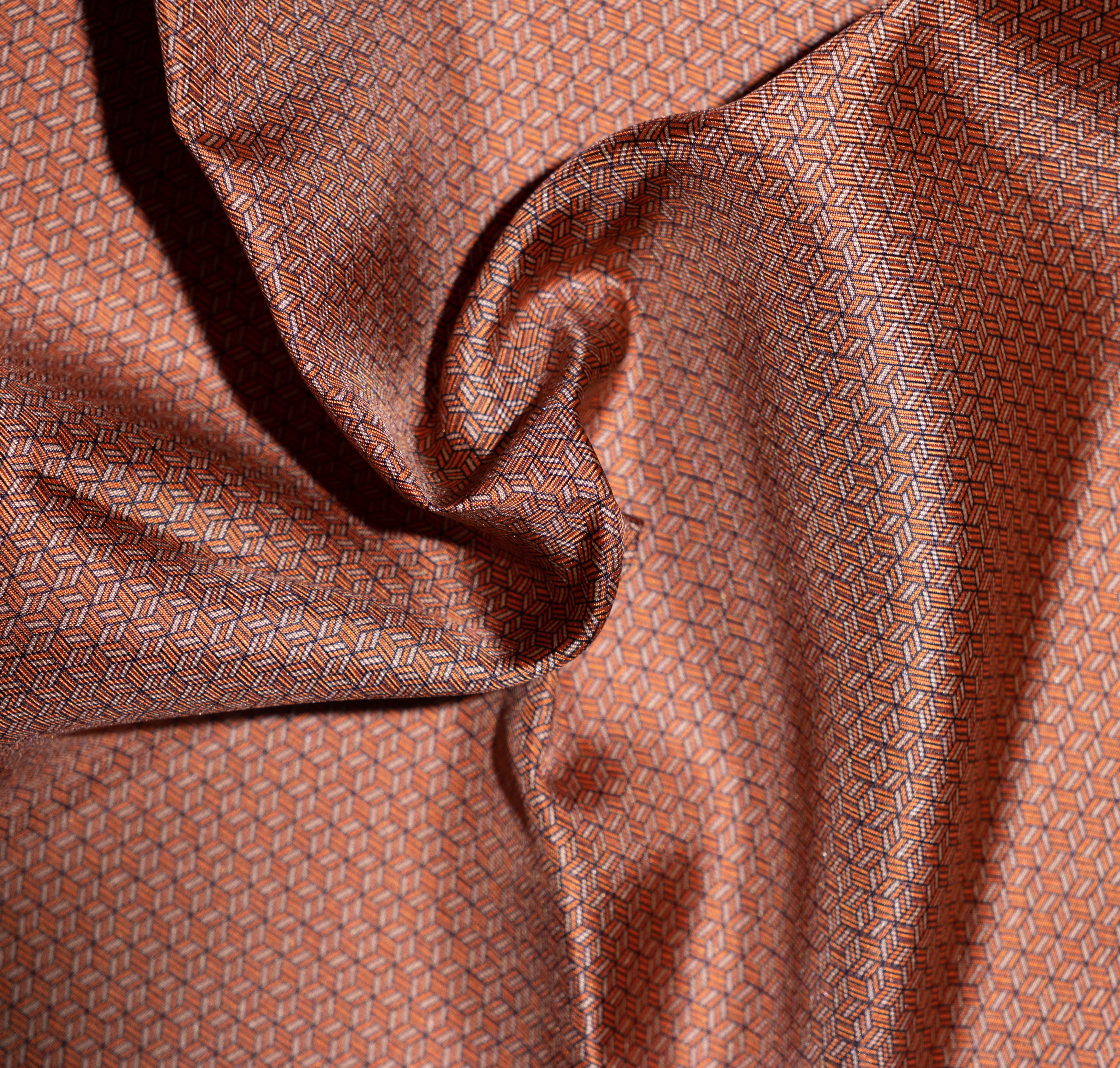 Pocket square seta micro fantasia arancione Fefè