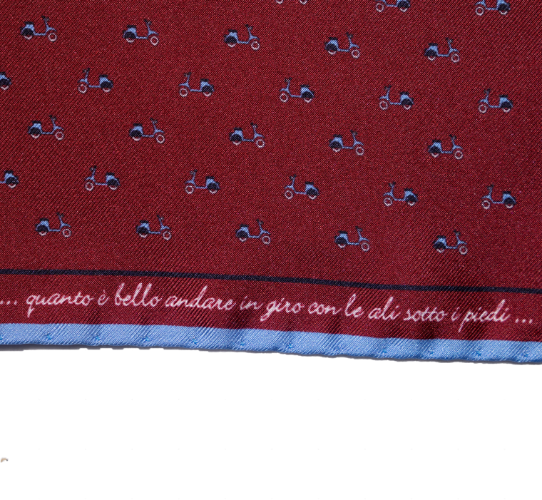 Pocket square fantasia vespa special bordeaux Fefè