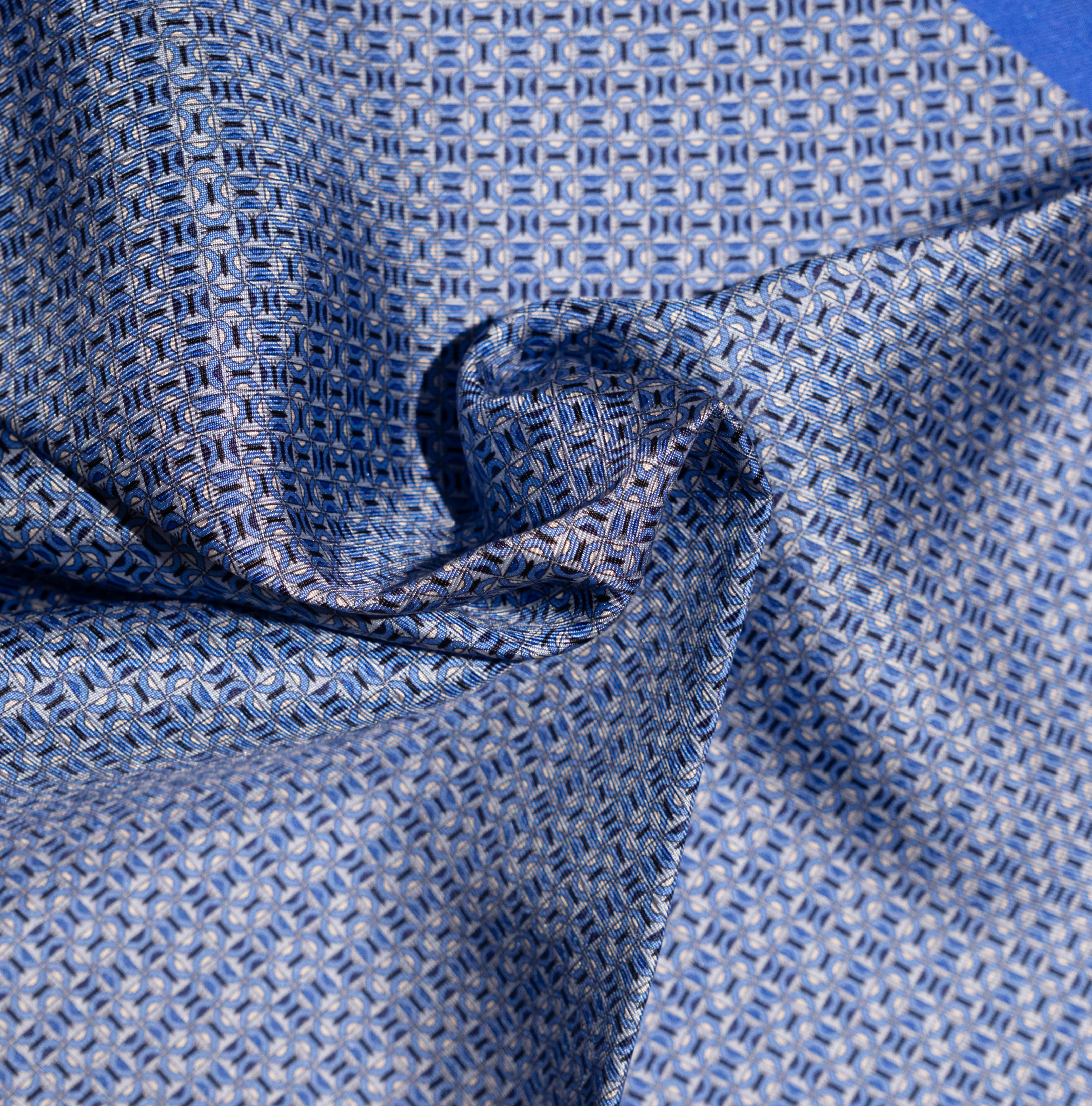 Pocket square seta micro fantasia light blue Fefè