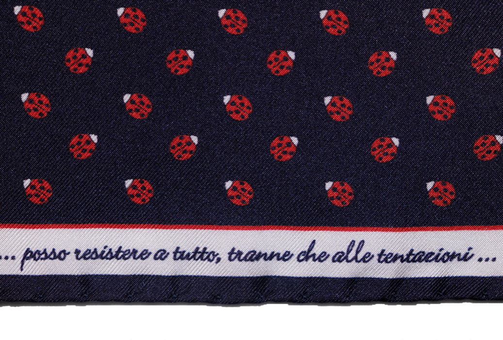 Pocket square seta coccinella navy Fefè
