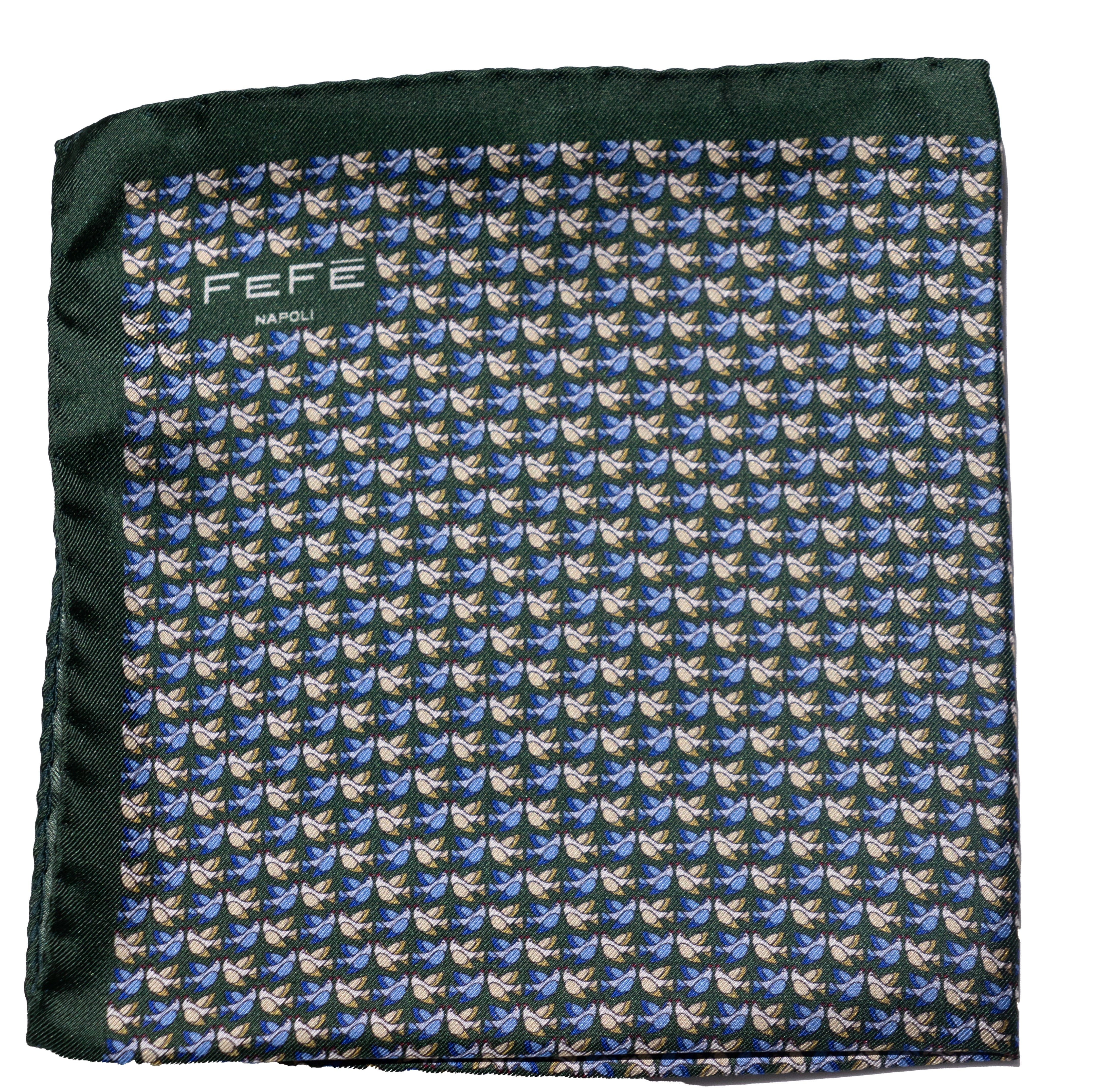 Pocket square uccellini verde Fefè