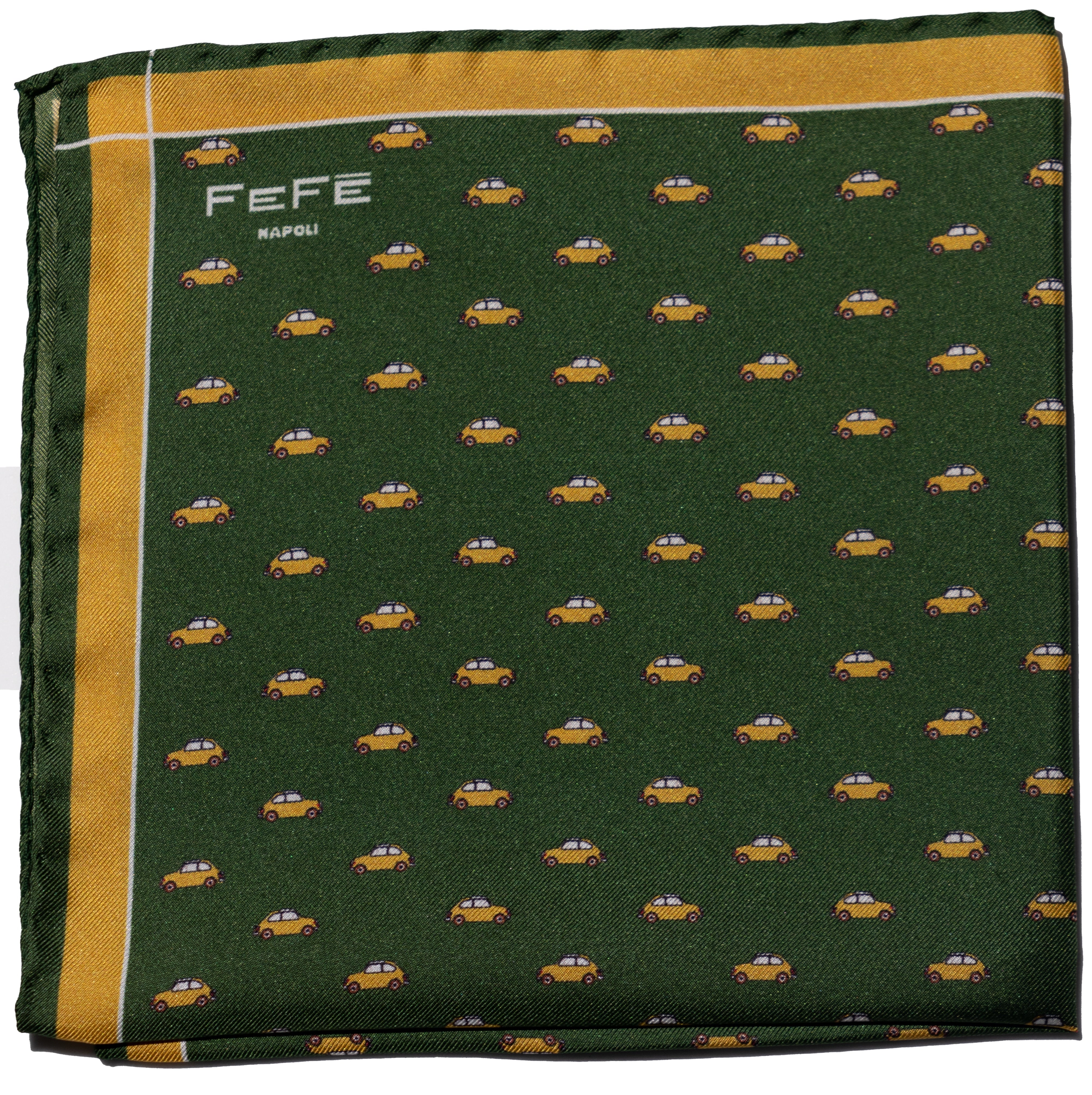 Pocket square seta macchinina verde Fefè