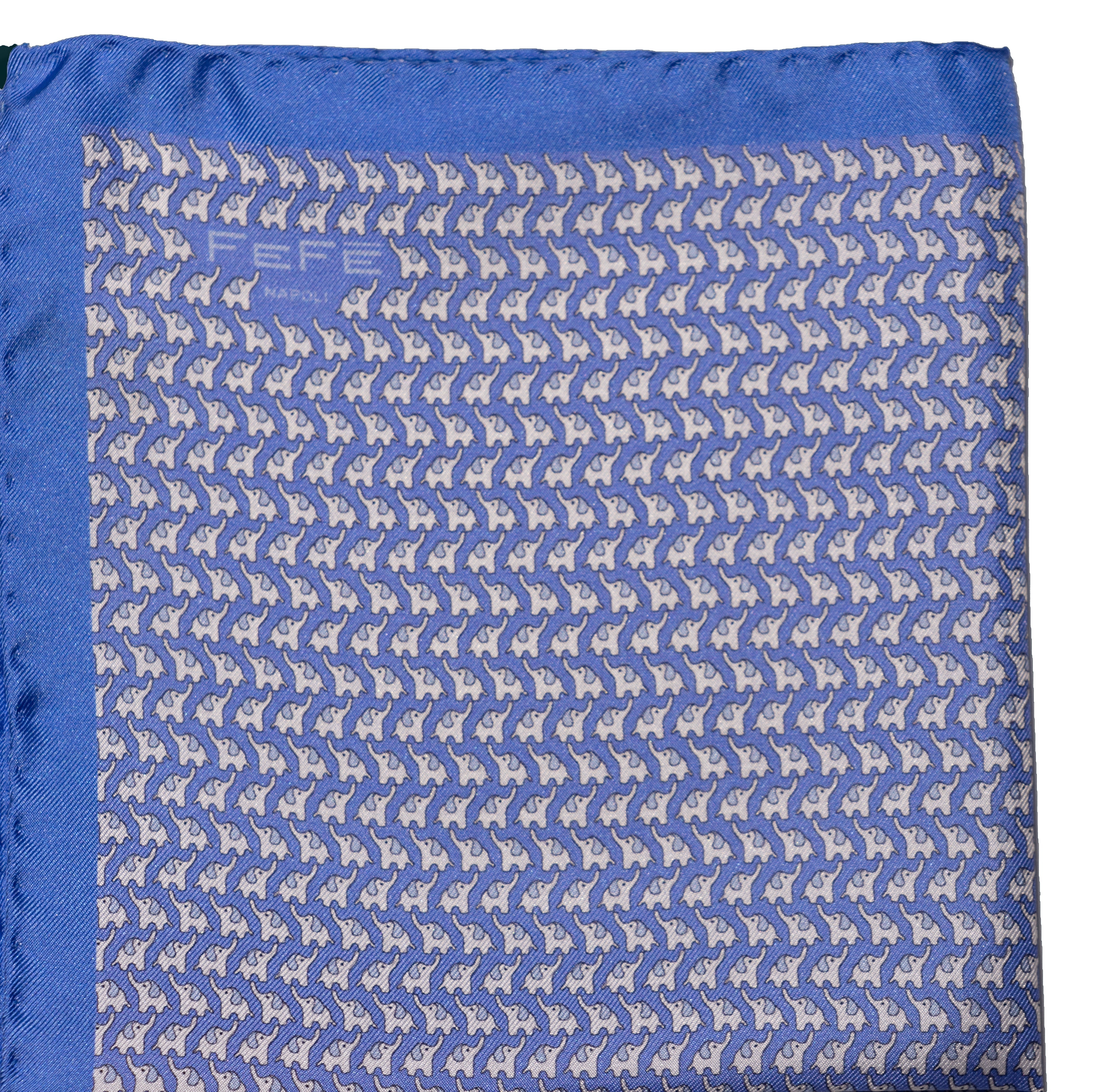 Pocket square seta elefantino celeste Fefè