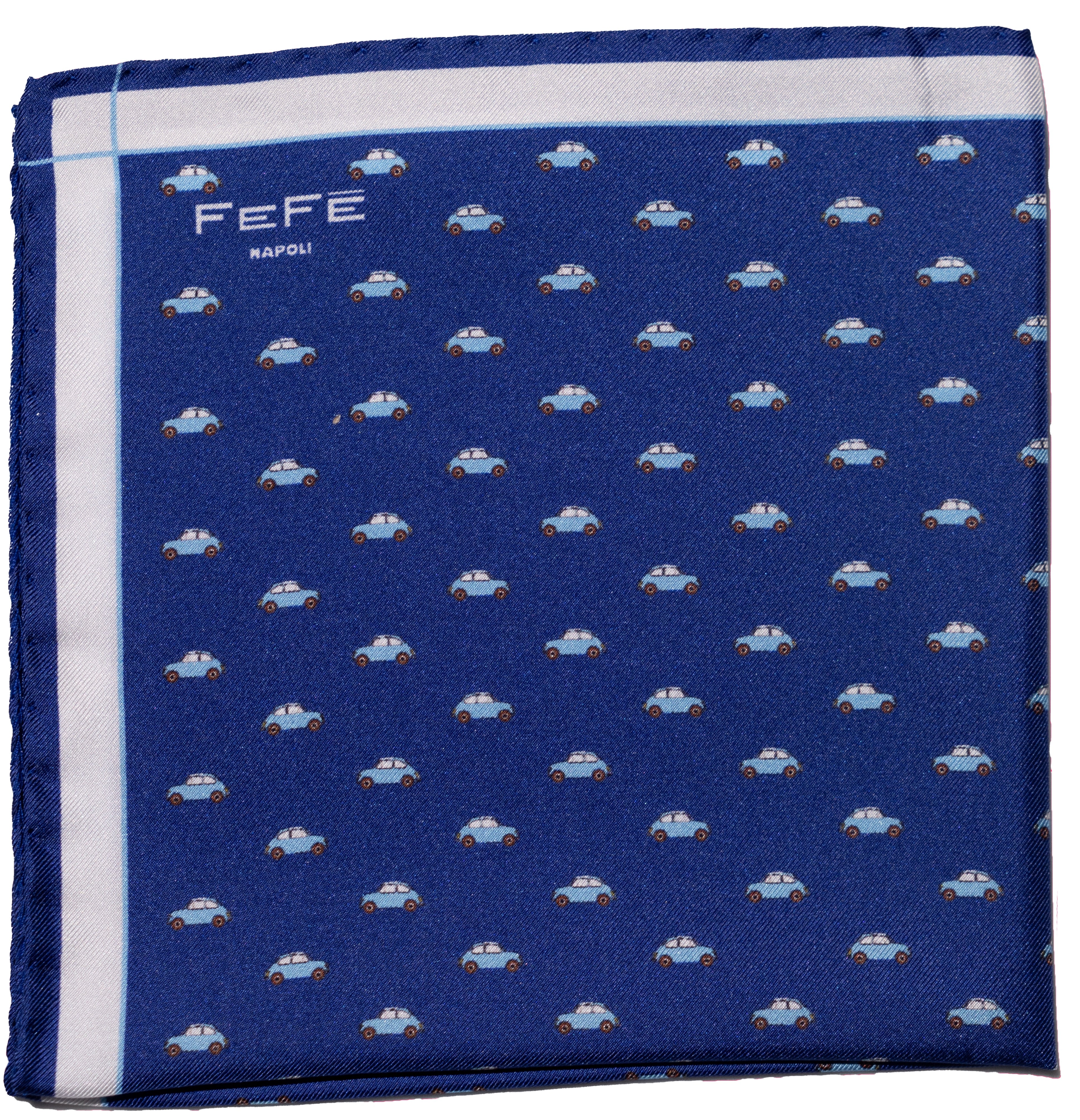 Pocket square seta macchinina blu Fefè