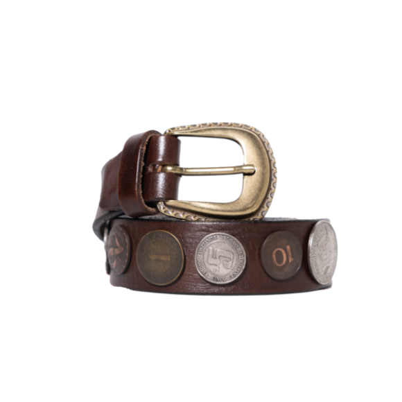 Cintura western pelle testa moro monete Monsieur