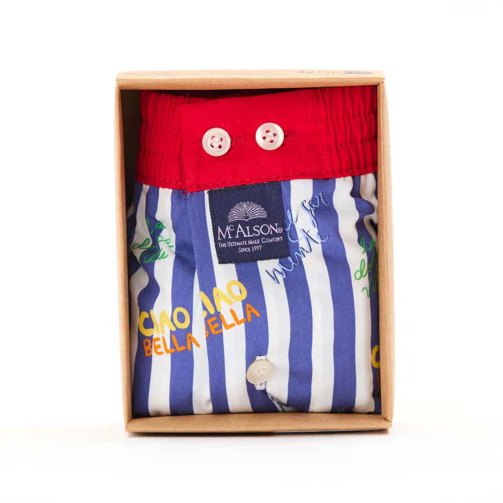 Boxer rigato "La dolce vita" blu McAlson