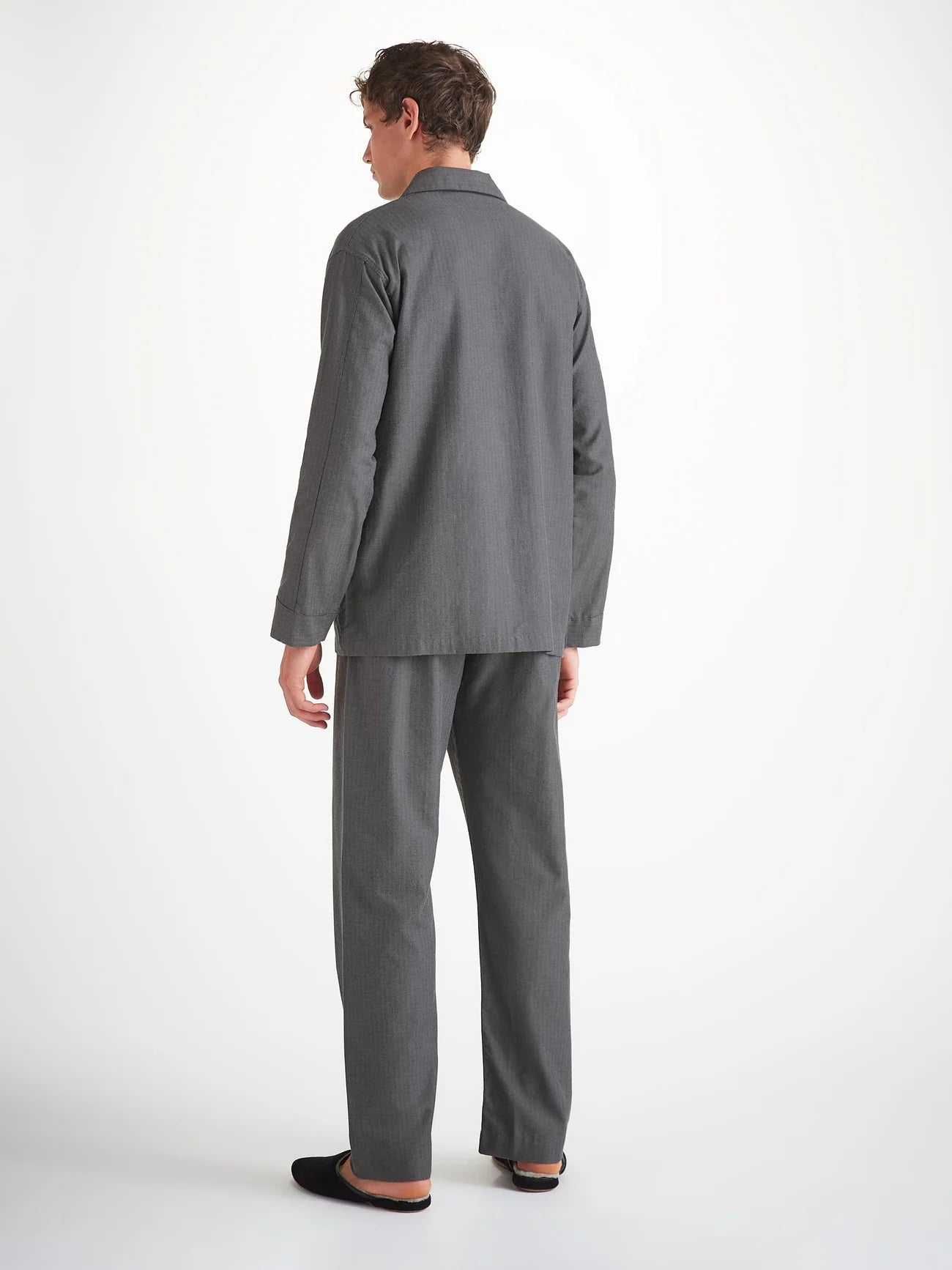Pigiama lungo cotone brushed grigio Derek Rose