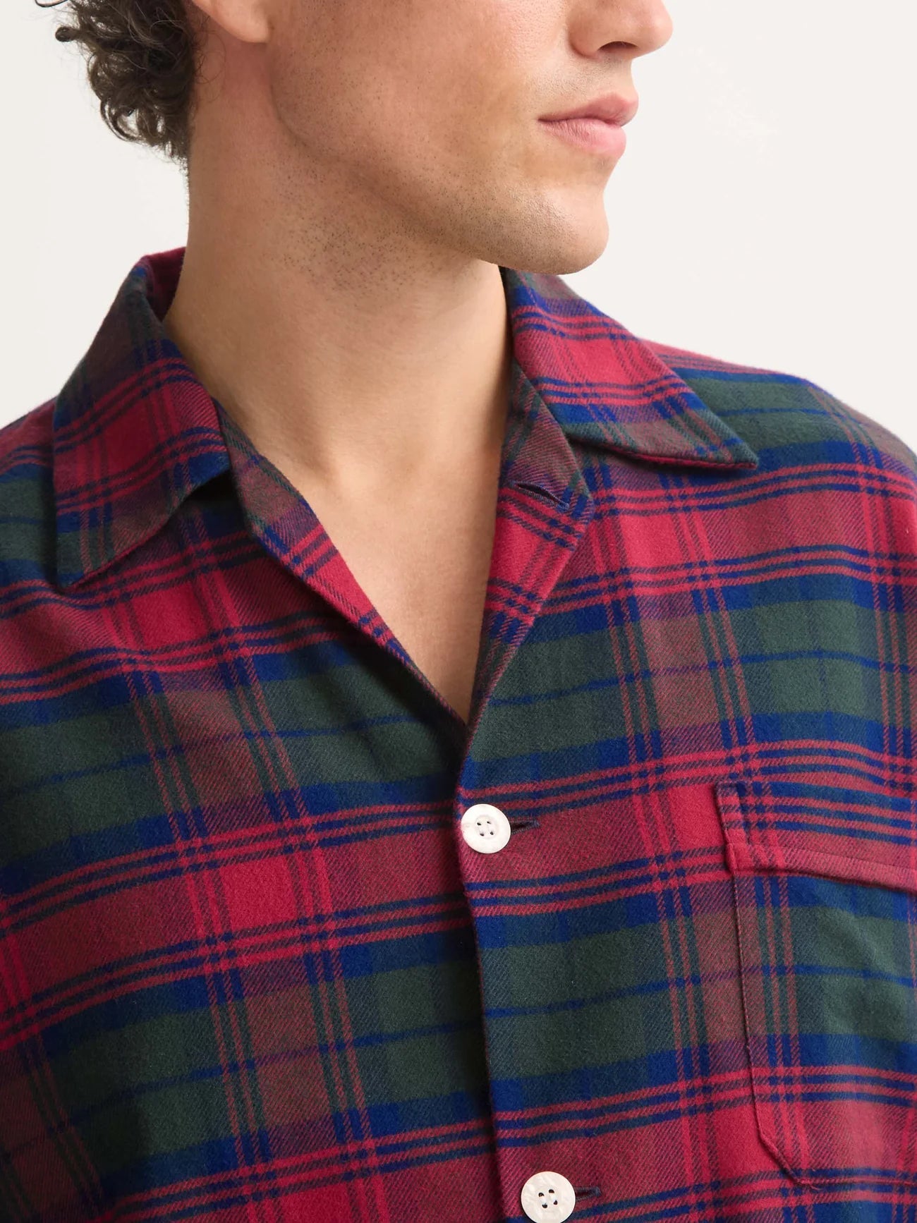 Pigiama lungo cotone brushed check verde rosso blu Derek Rose