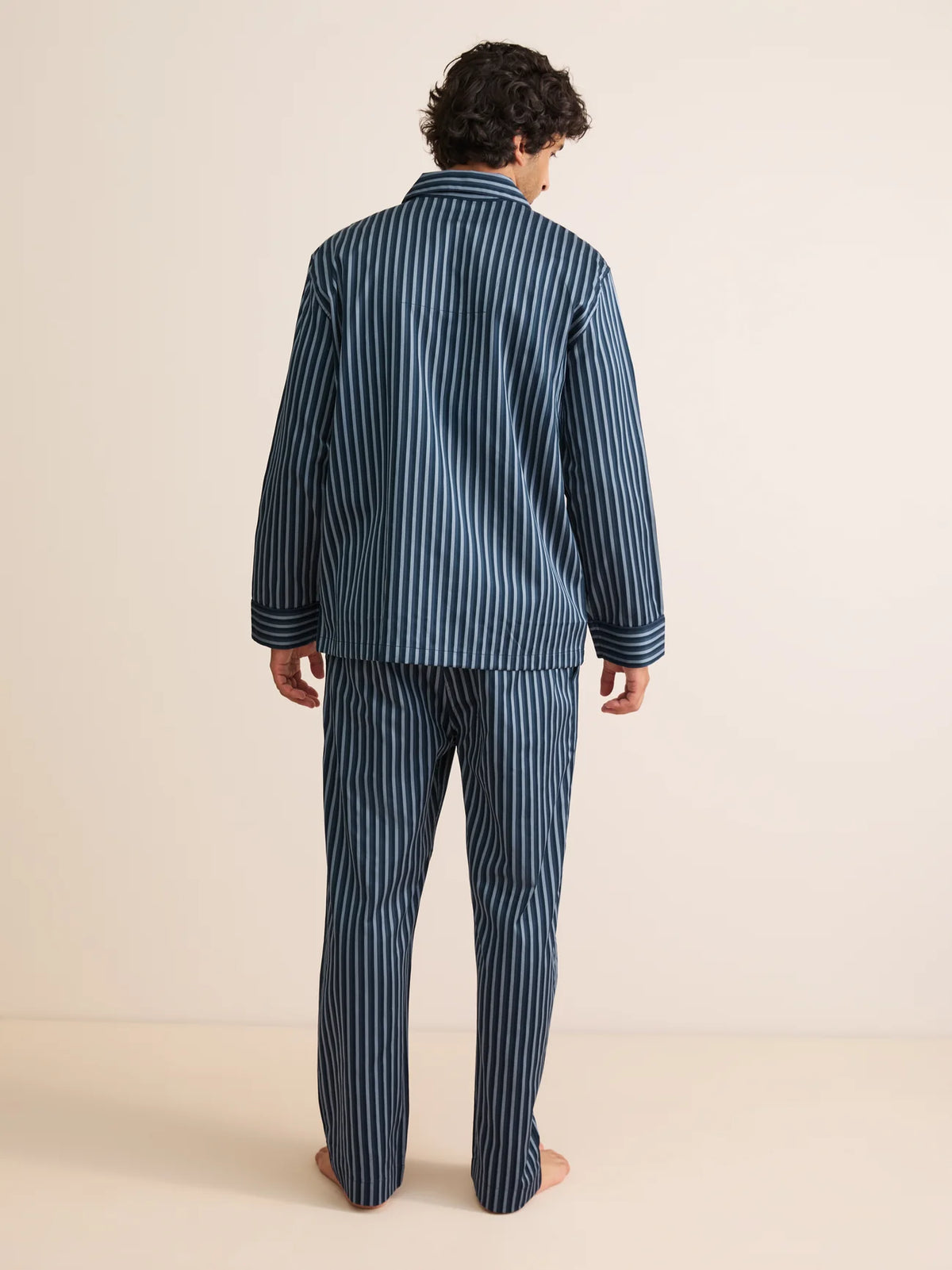 Pigiama lungo cotone Wellington stripe navy Derek Rose