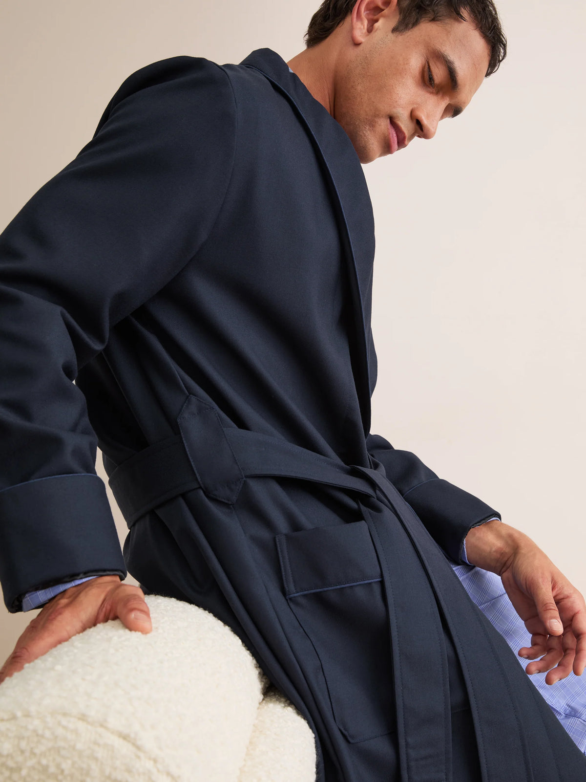 Vestaglia Westminster lana merino Navy blue Derek Rose