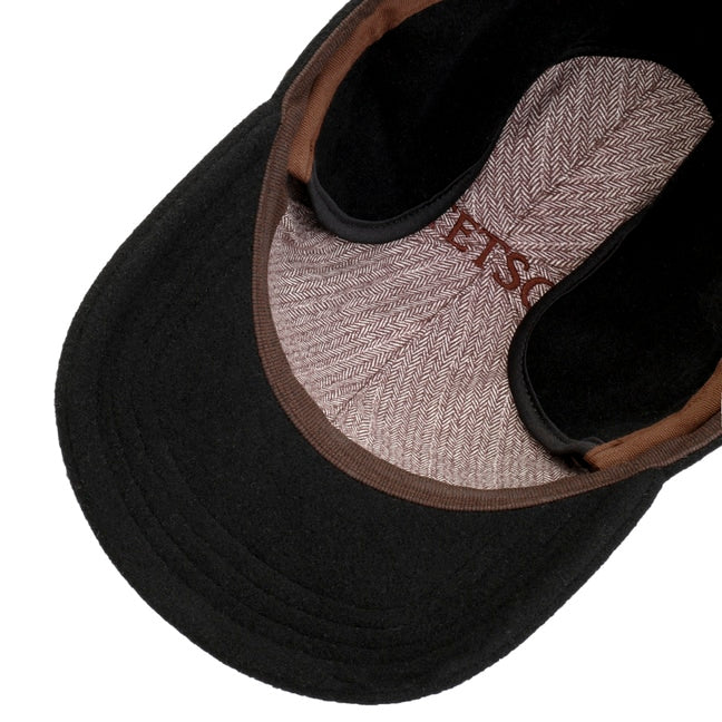 Cappellino baseball con paraorecchie lana cashmere nero Stetson