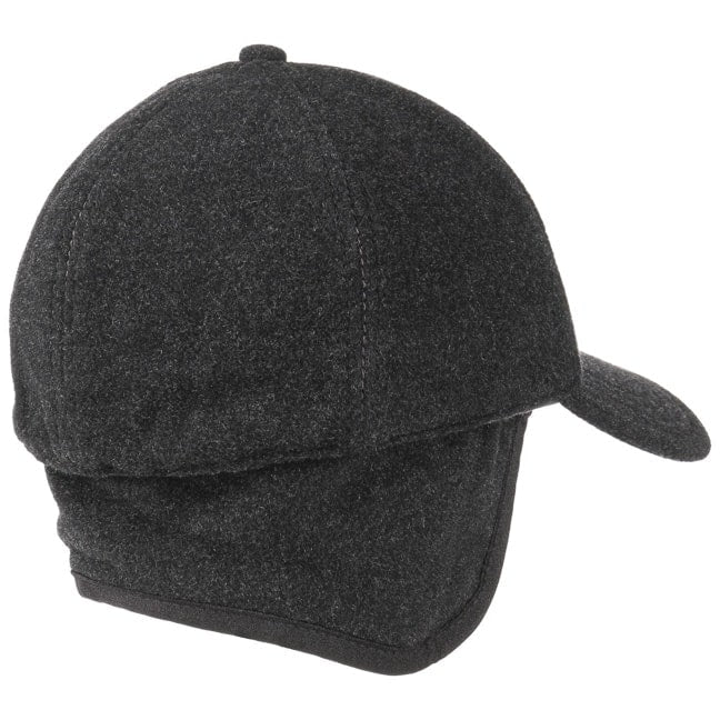 Cappellino baseball con paraorecchie lana cashmere grigio scuro Stetson