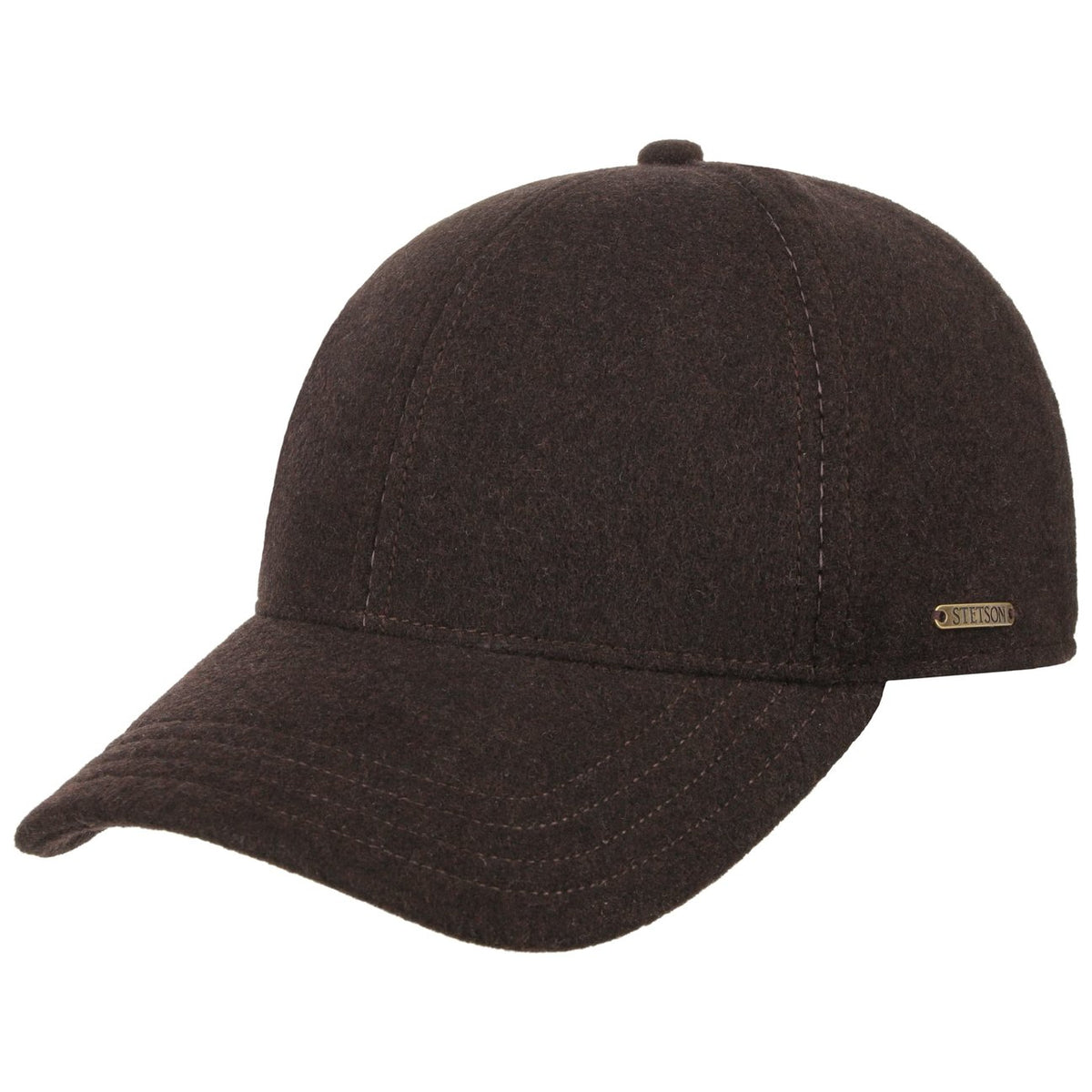 Cappellino baseball con paraorecchie lana cashmere marrone scuro Stetson
