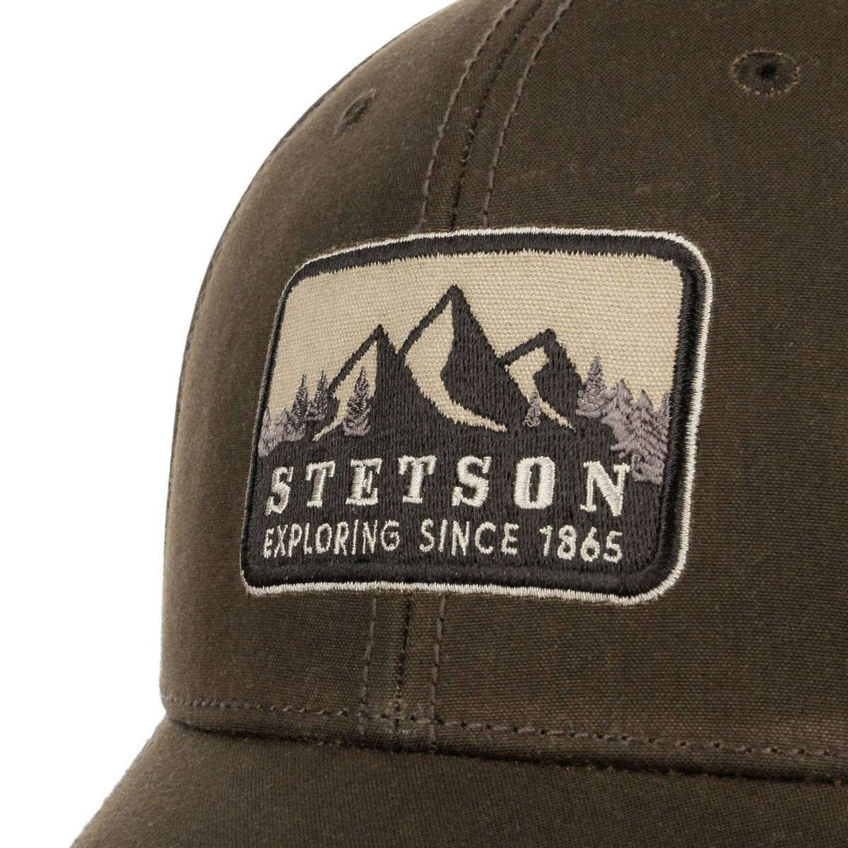 Cappellino Exploring since 1865 cotone waxed verde oliva Stetson