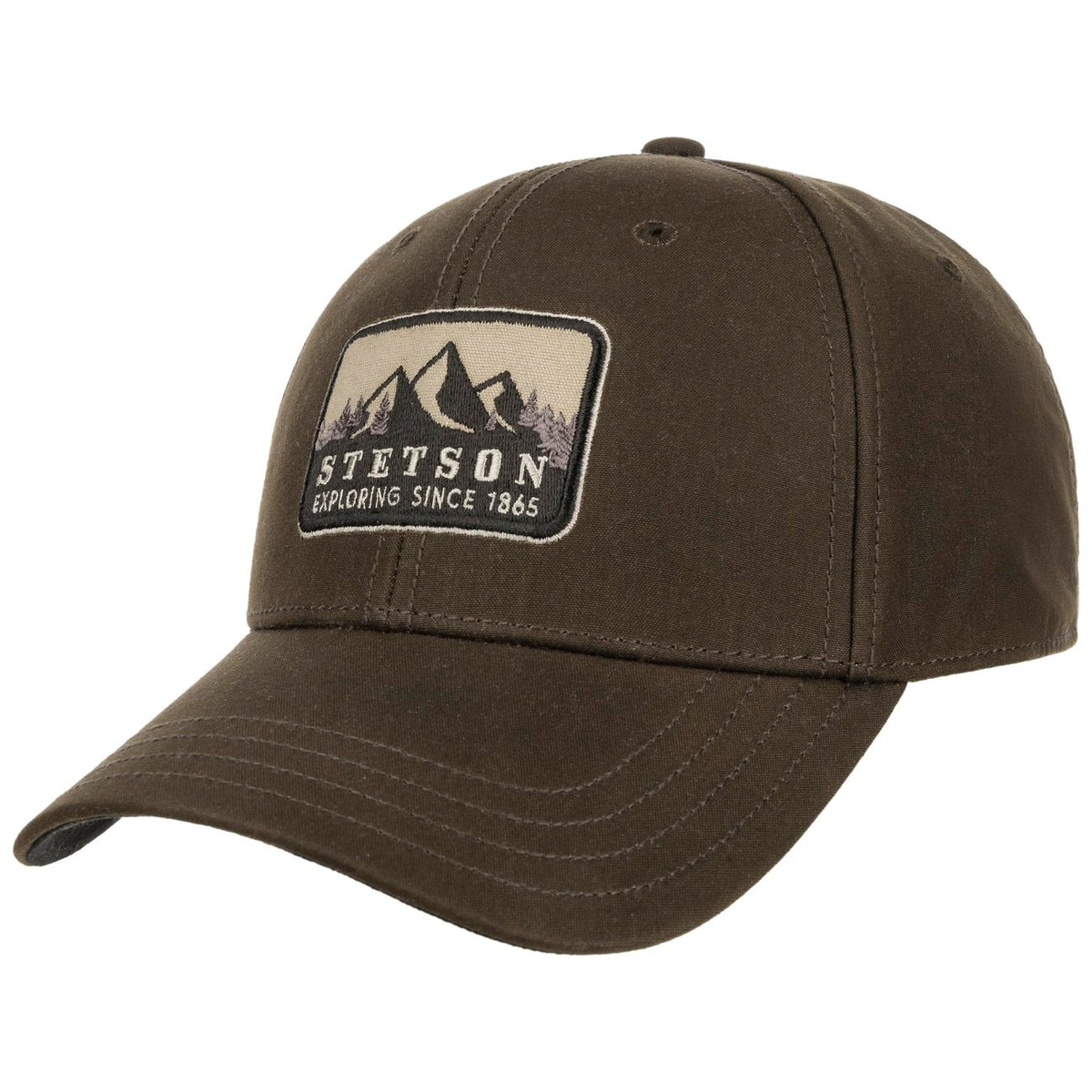 Cappellino Exploring since 1865 cotone waxed verde oliva Stetson
