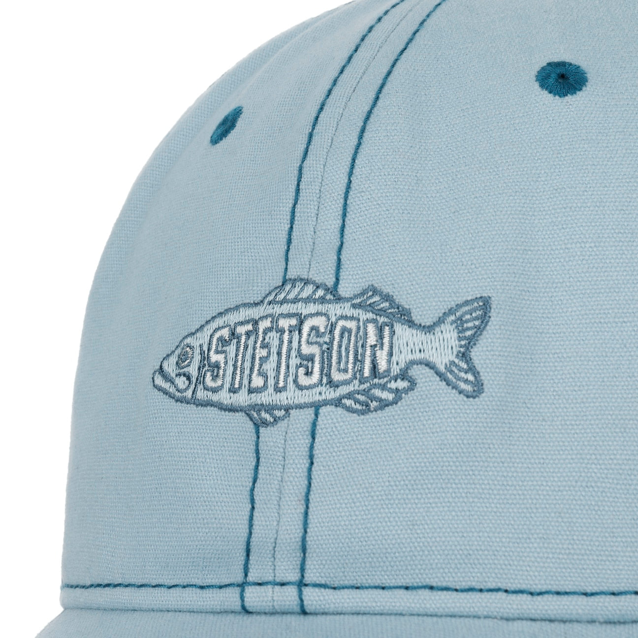 Cappellino da baseball washed canvas fish celeste Stetson