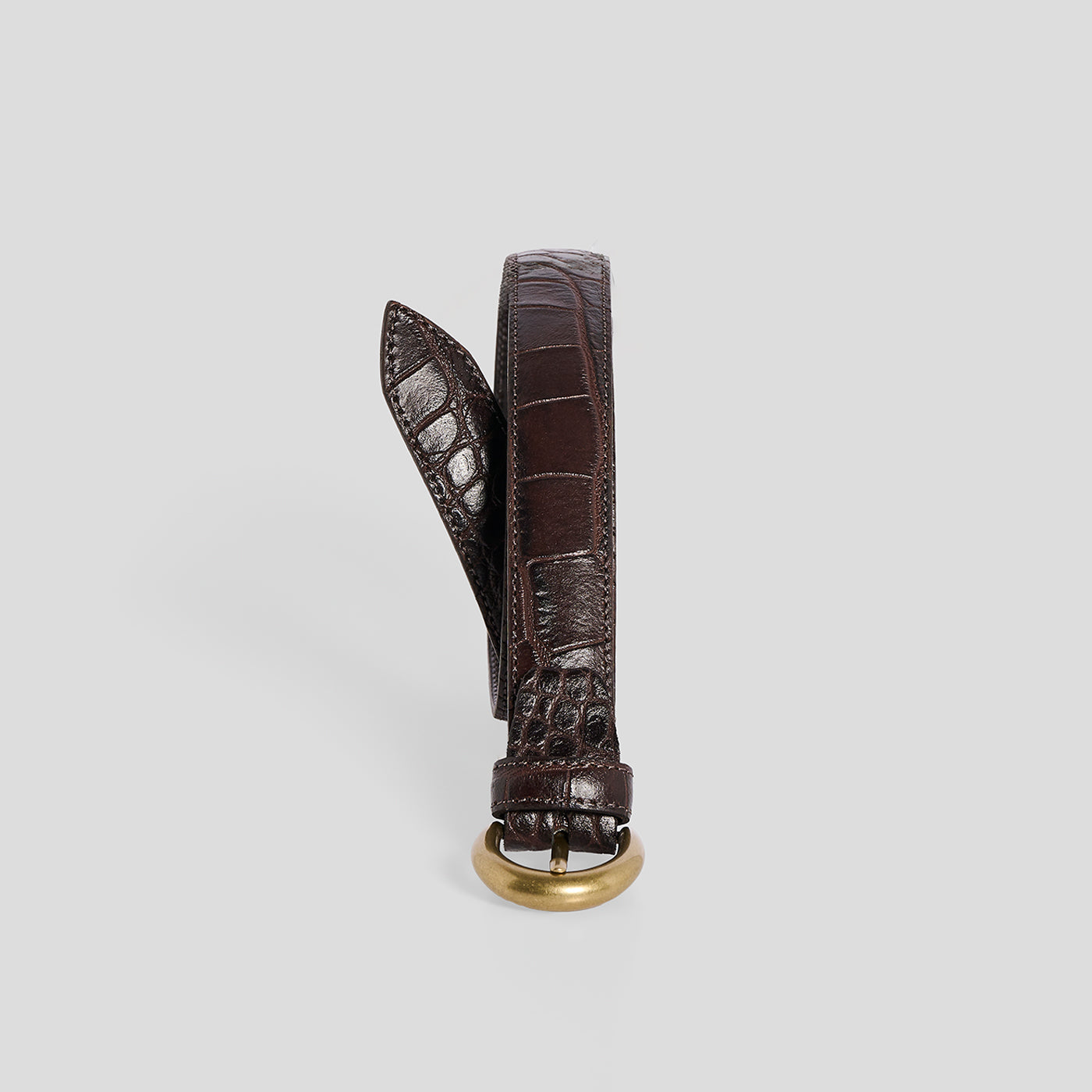 Cintura pelle stampa cocco marrone scuro Monsieur