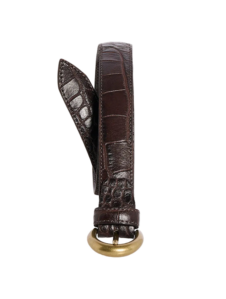 Cintura pelle stampa cocco marrone scuro Monsieur