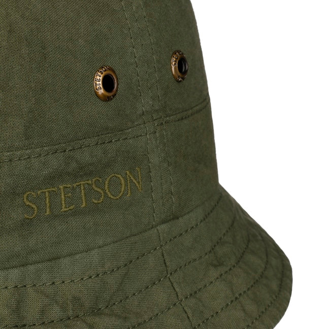 Cappello bucket cotone delavè verde oliva Stetson