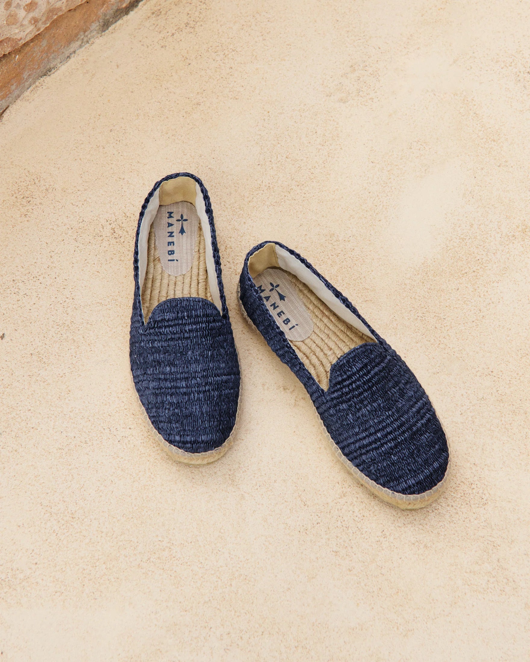 Espadrillas Yucatan raffia stripe navy blue Manebì