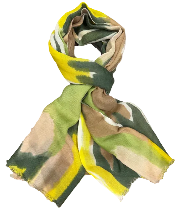 Sciarpa lana spennellata verde gialla beige Monsieur