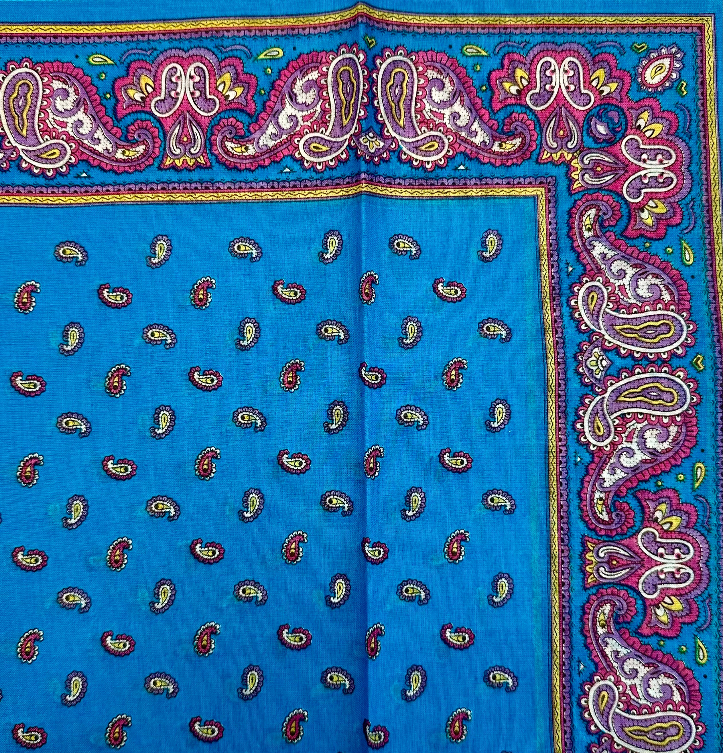 Fazzoletto bandana cotone fantasia micro paisley turchese Monsieur