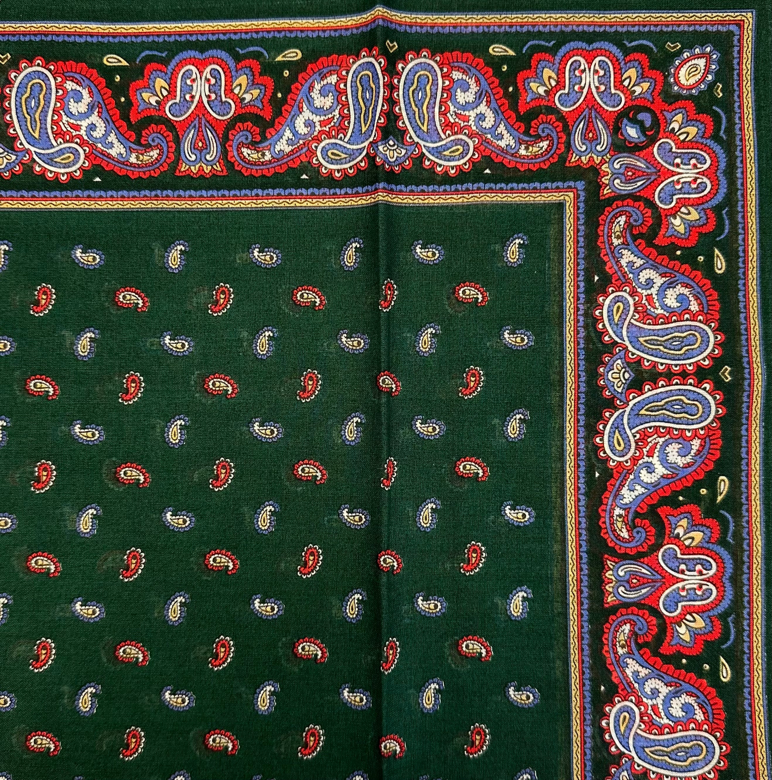 Fazzoletto bandana cotone fantasia micro paisley verde Monsieur