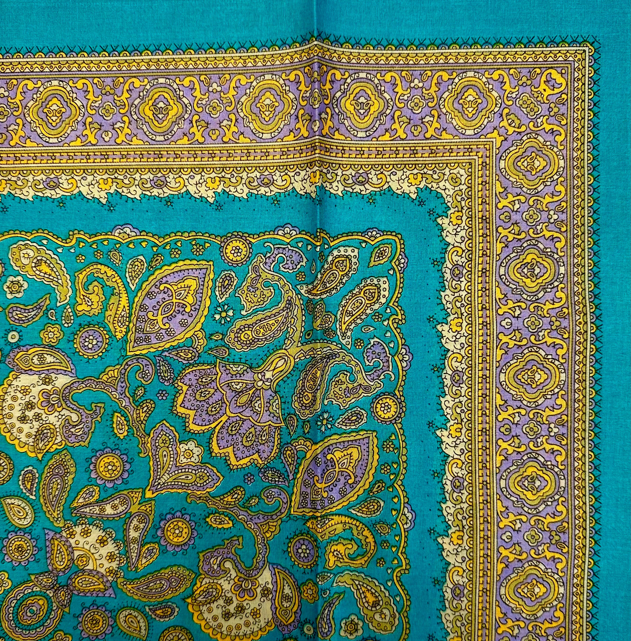 Fazzoletto bandana cotone fantasia paisley turchese Monsieur