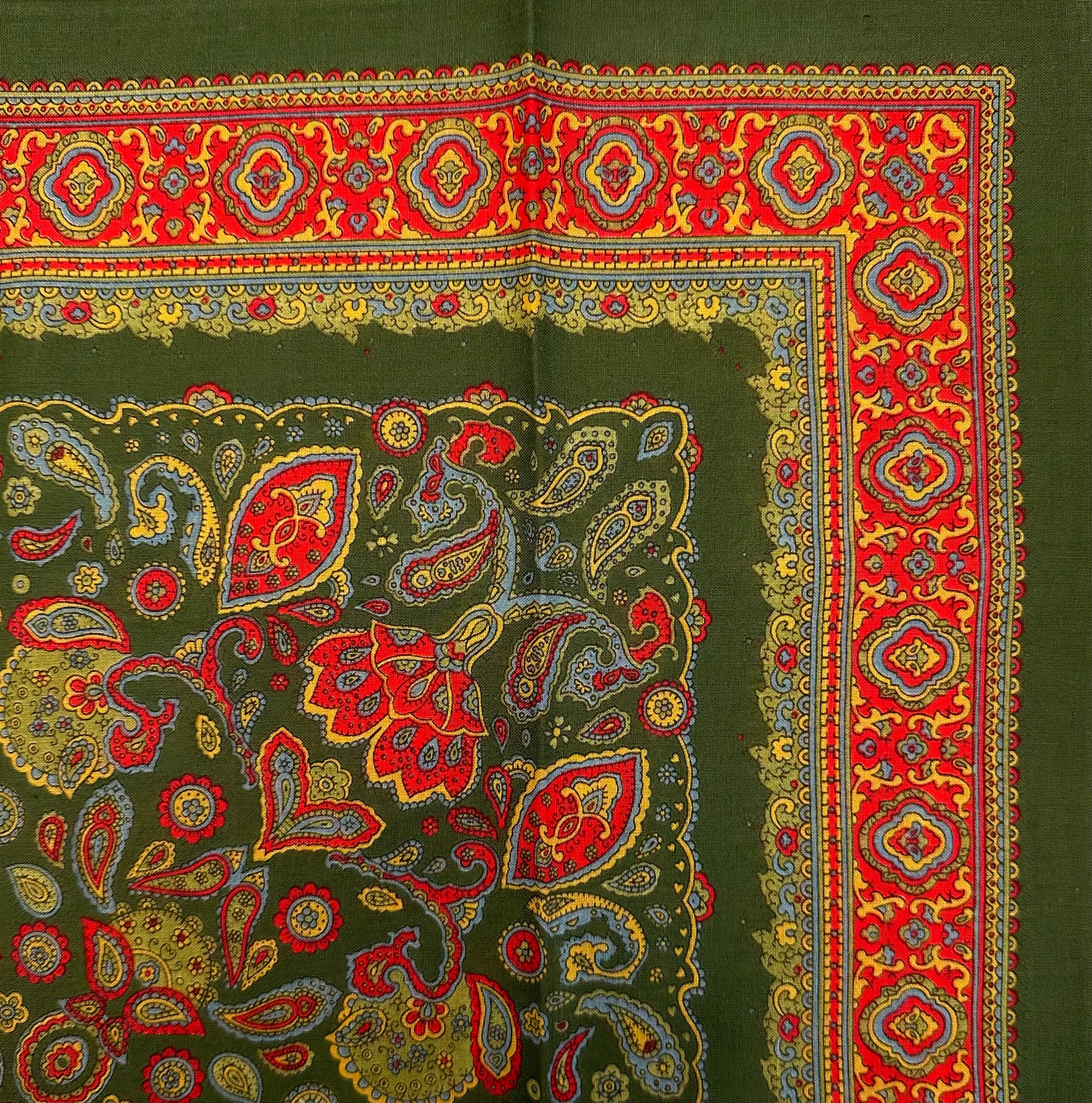 Fazzoletto  bandana cotone fantasia paisley verde Monsieur