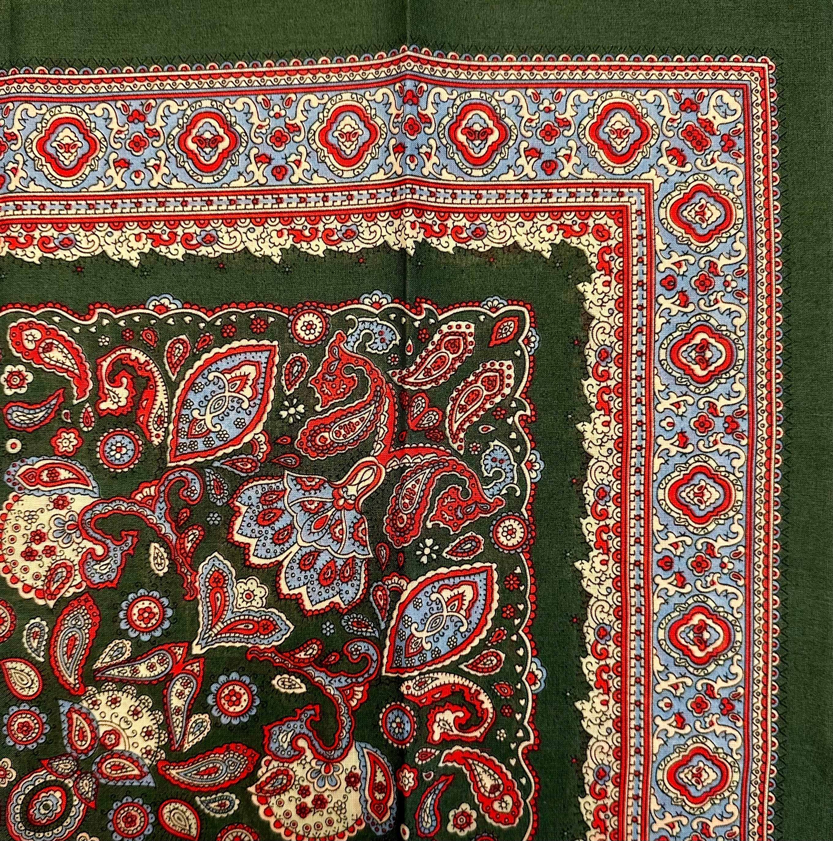 Fazzoletto bandana cotone fantasia paisley verde scuro Monsieur