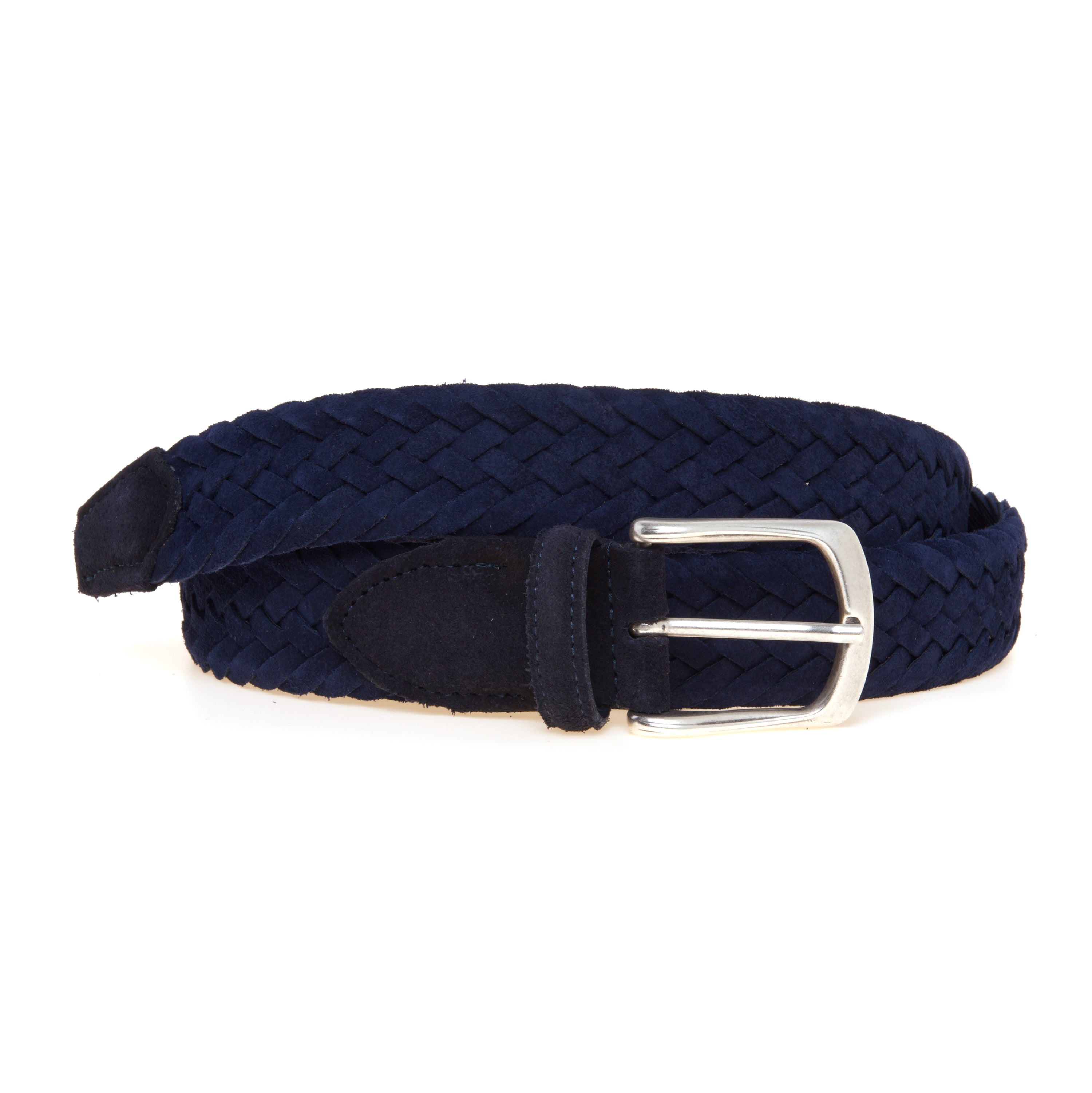 Cintura intrecciata scamosciata blu Monsieur