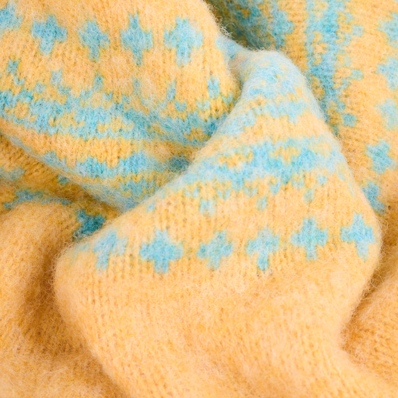 Girocollo raglan brushed shetland fair isle yoke Marzipan Marble gemstone Monsieur