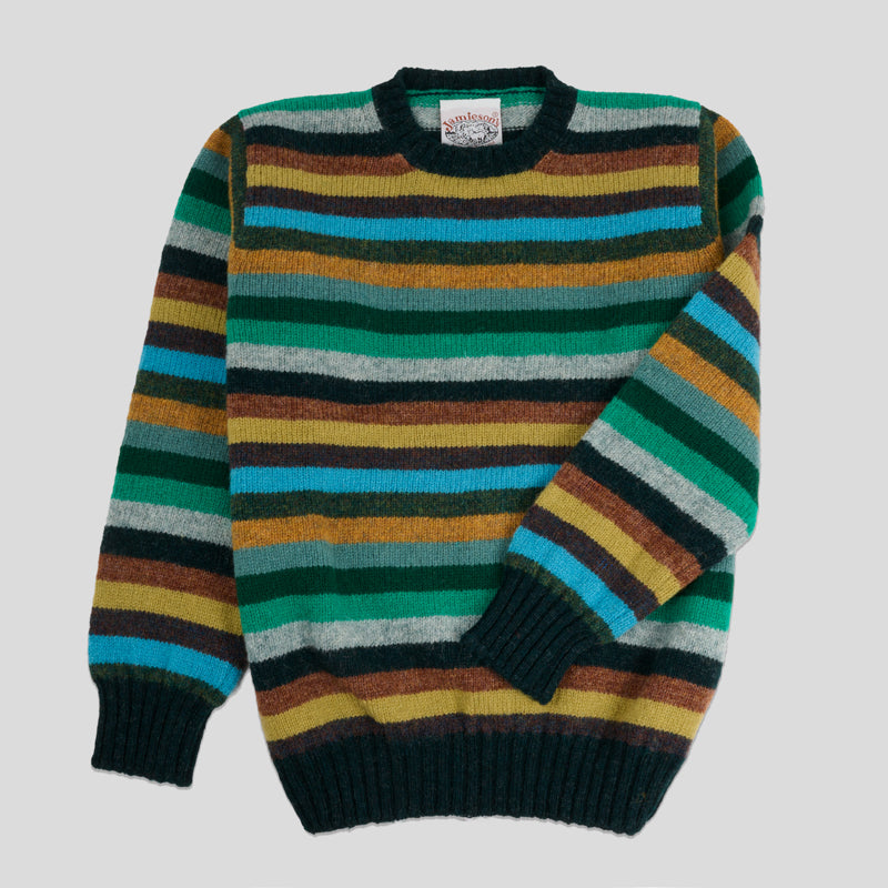 Girocollo rigato shetland shade verde Jamieson's