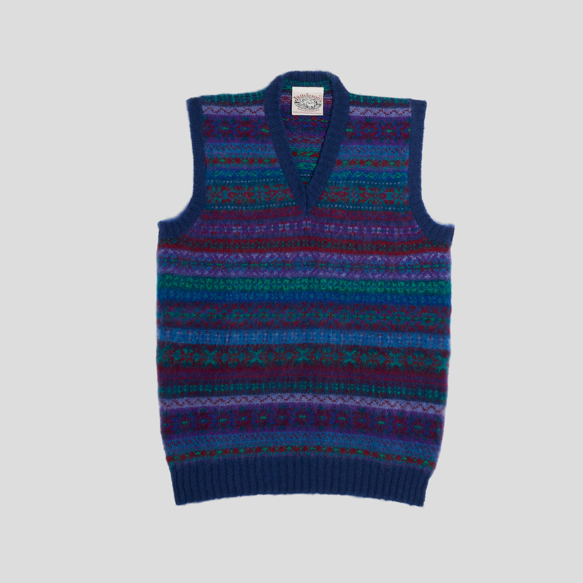 Gilet brushed fairisle prussian blue Jamieson's