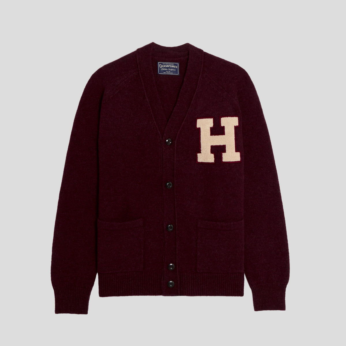 Cardigan lana Varsity Harvard bordeaux Chesapeake's