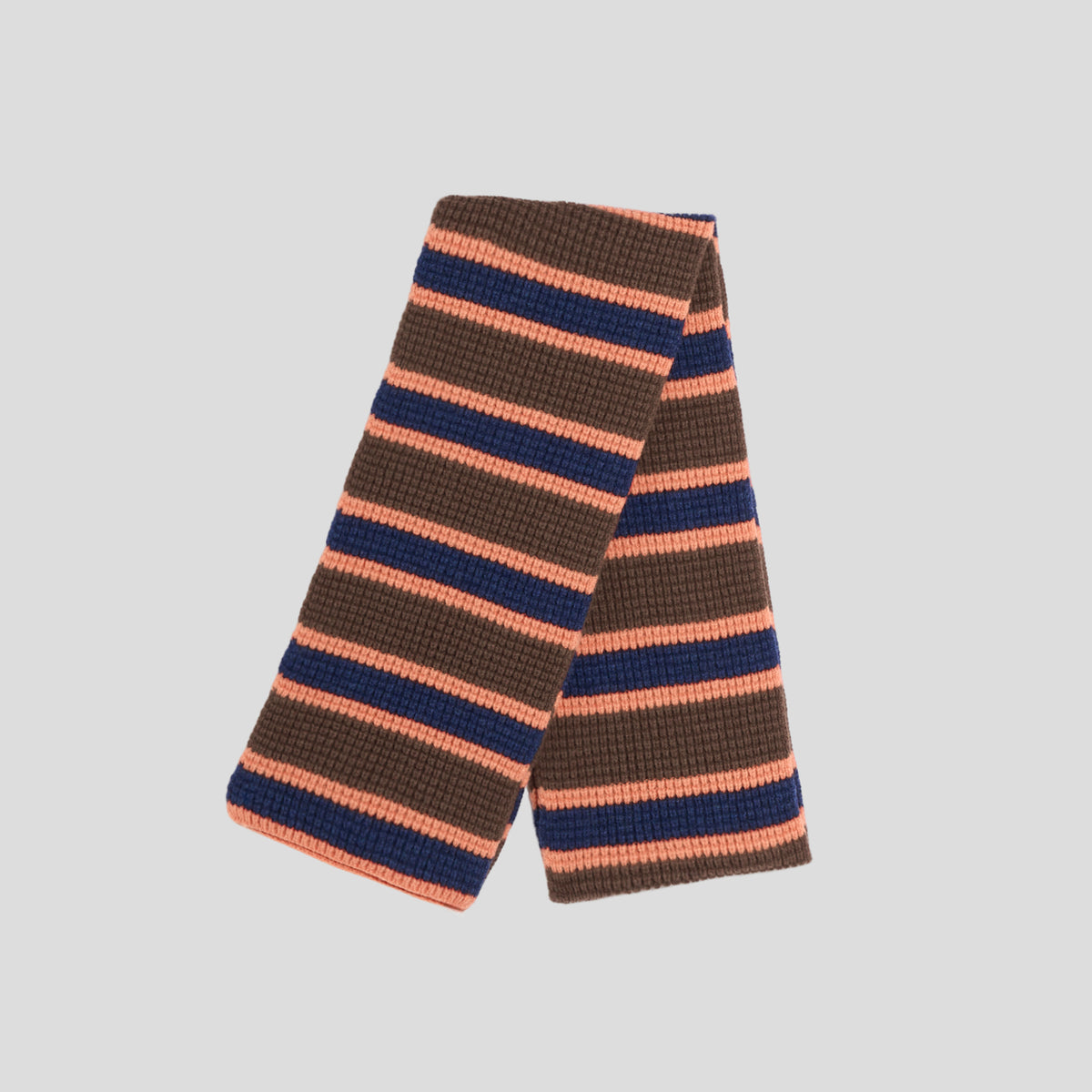 Sciarpa lambswool modern stripe blu arancio marrone Robert Mackie