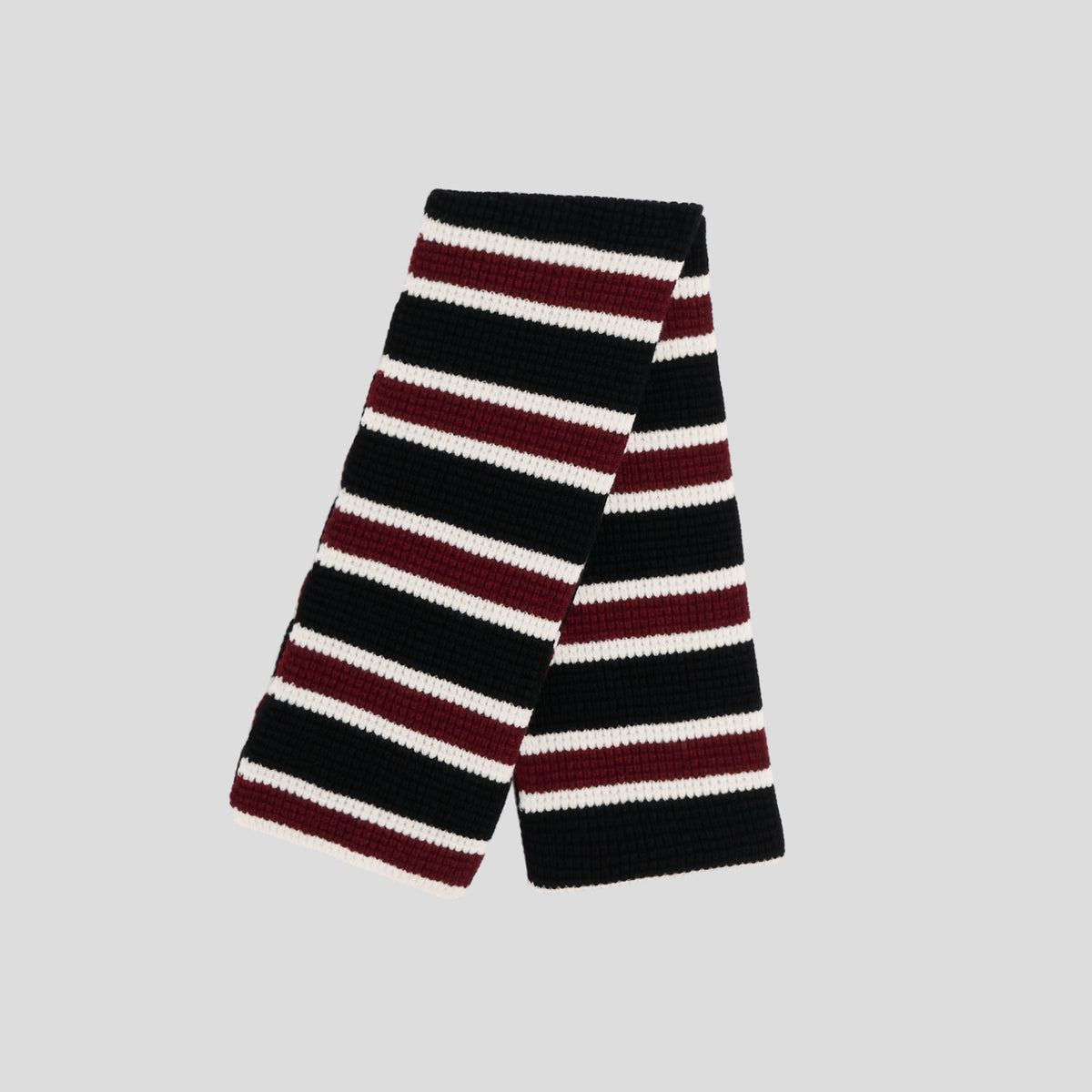 Sciarpa lambswool modern stripe nera panna bordeaux Robert Mackie