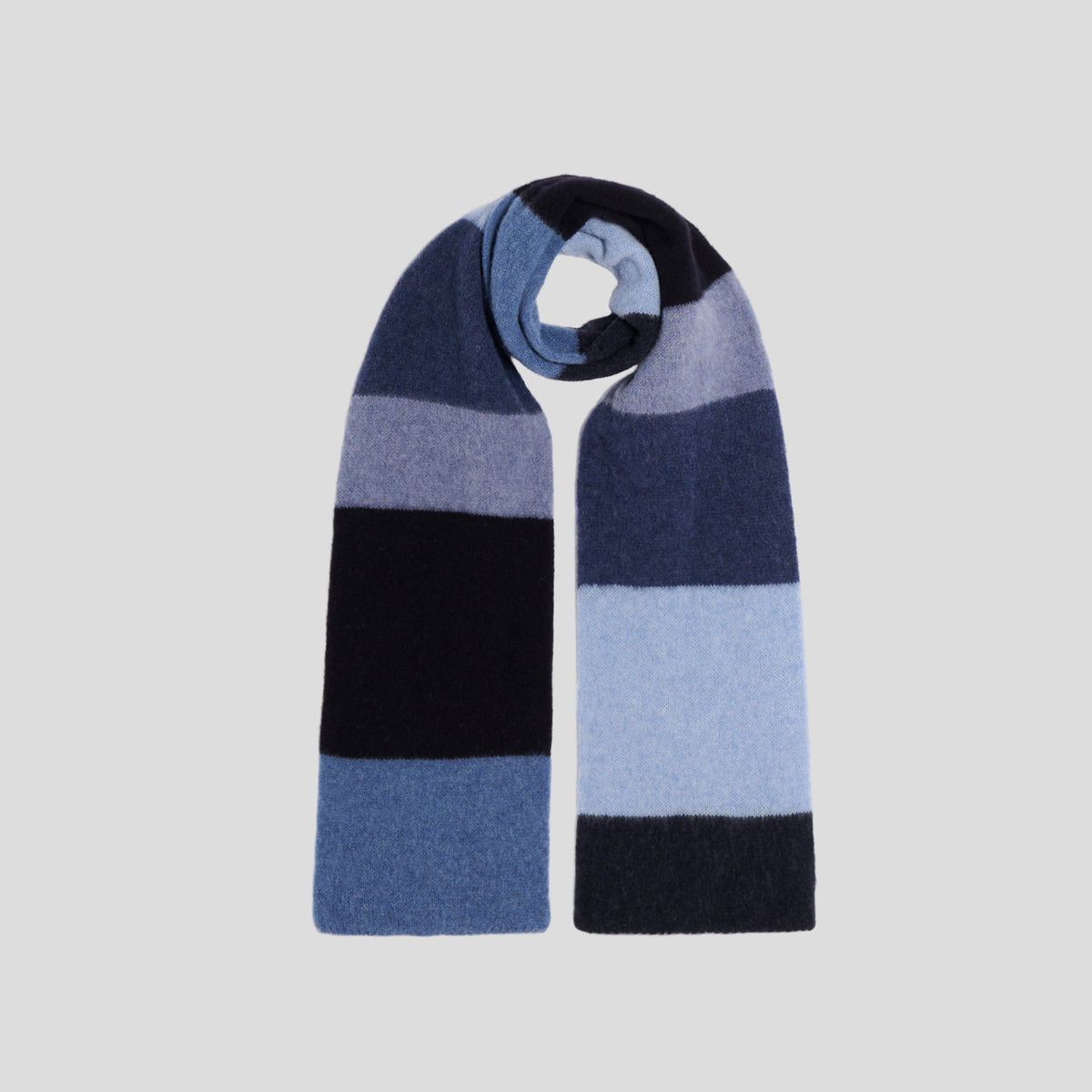 Sciarpa lambswool rigata navy light blue celeste avio Robert Mackie
