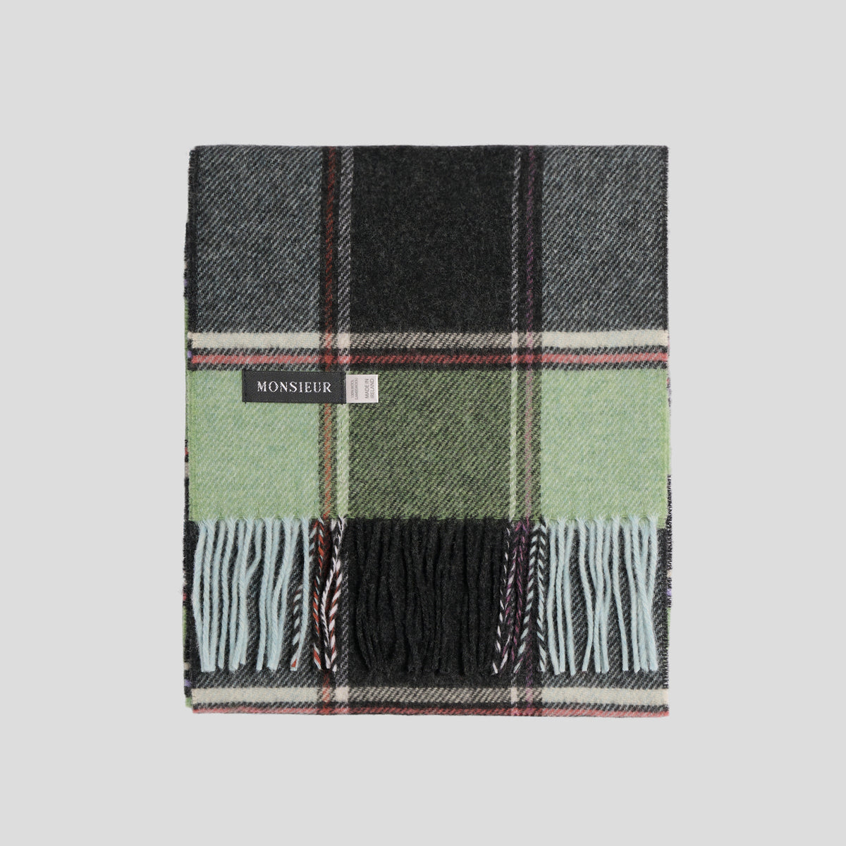 Sciarpa lambswool check verde mela nero Monsieur