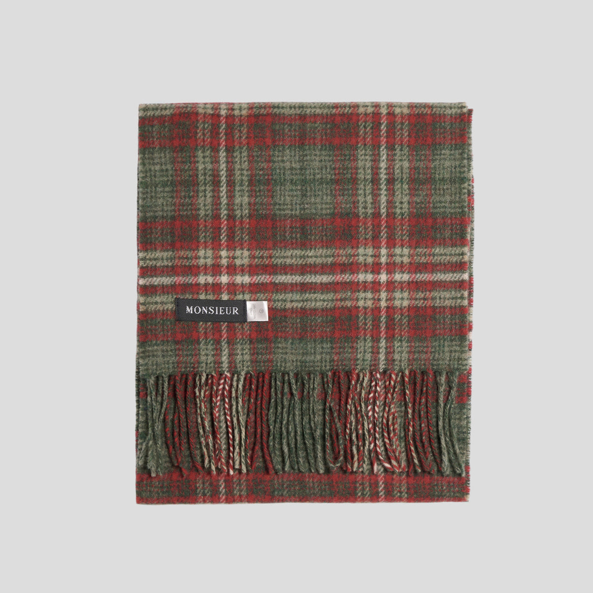 Sciarpa lambswool check verde barolo Monsieur
