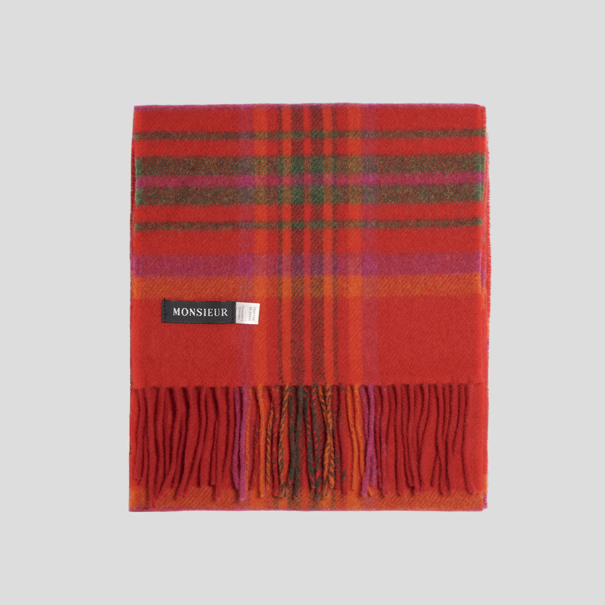 Sciarpa lambswool check fucsia rossa lilla Monsieur