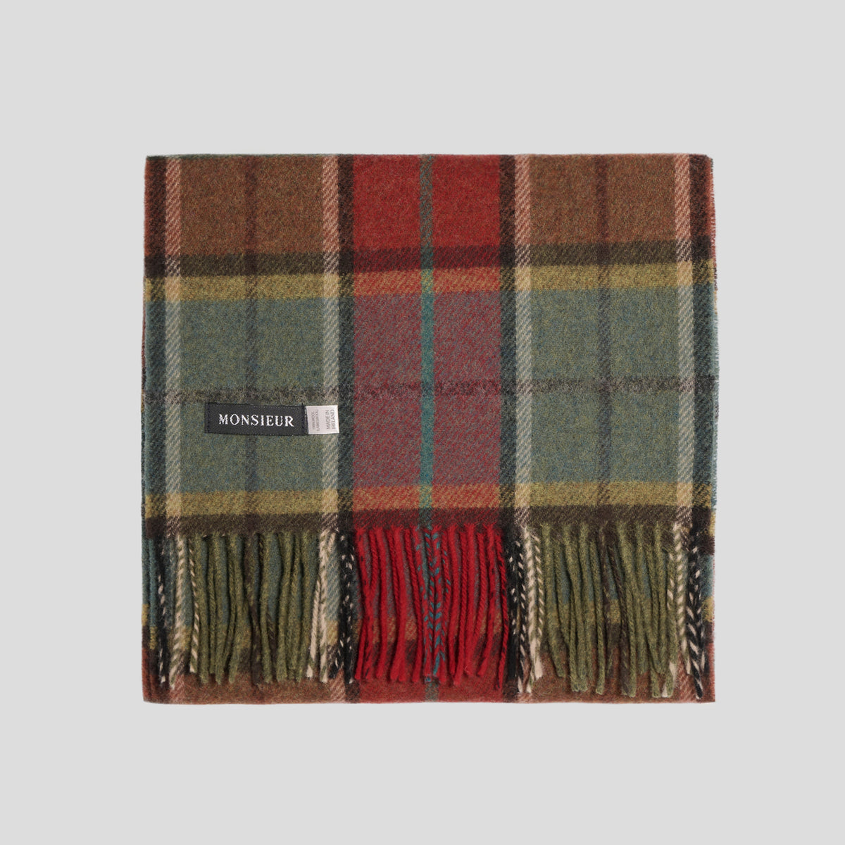 Sciarpa lambswool check bordeaux verde moro Monsieur